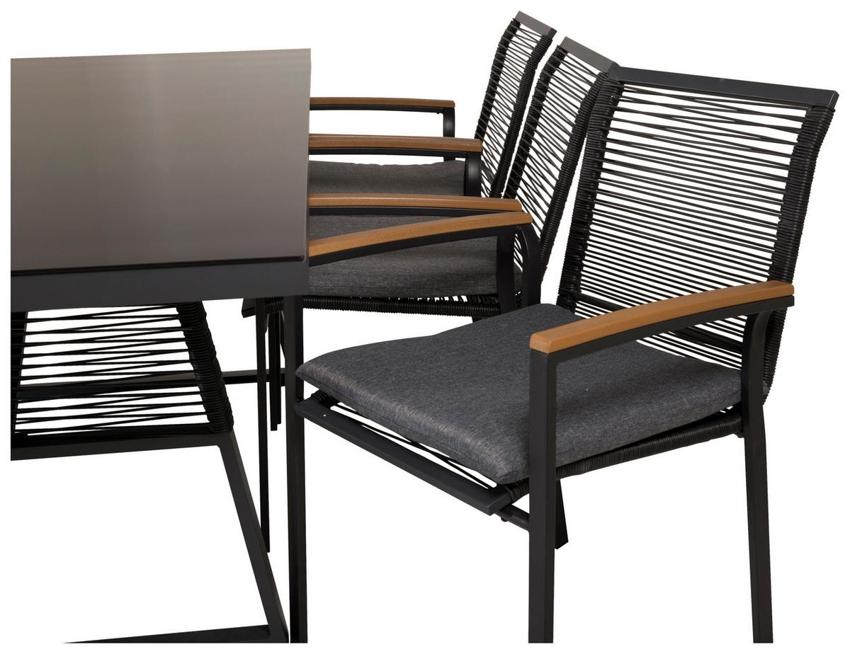 Gartenstuhl 2er-Set Dallas ca. 57x83,5x63,5 cm Schwarz - Schwarz/Akaziefarben, KONVENTIONELL, Holz/Kunststoff (57/83,5/63,5cm) - Gardenson