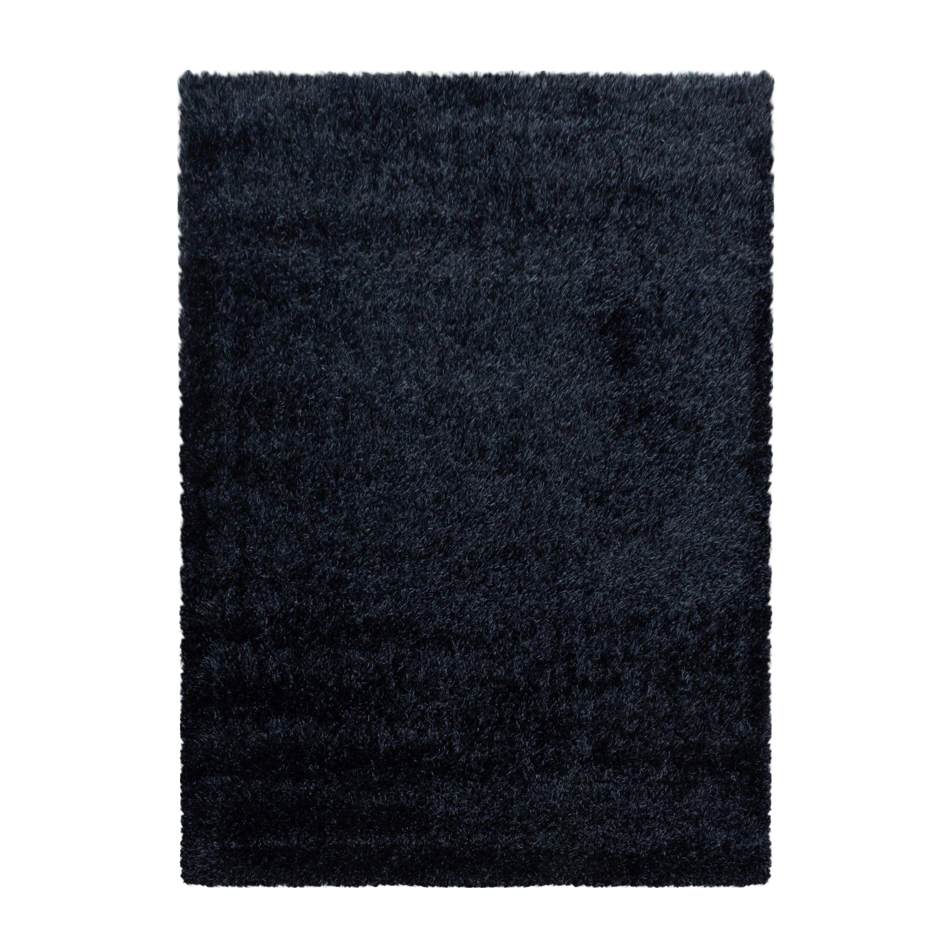 Hochflorteppich Brilliant Schwarz ca. 160x230cm - Schwarz, Basics, Textil (160/230cm) - Novel