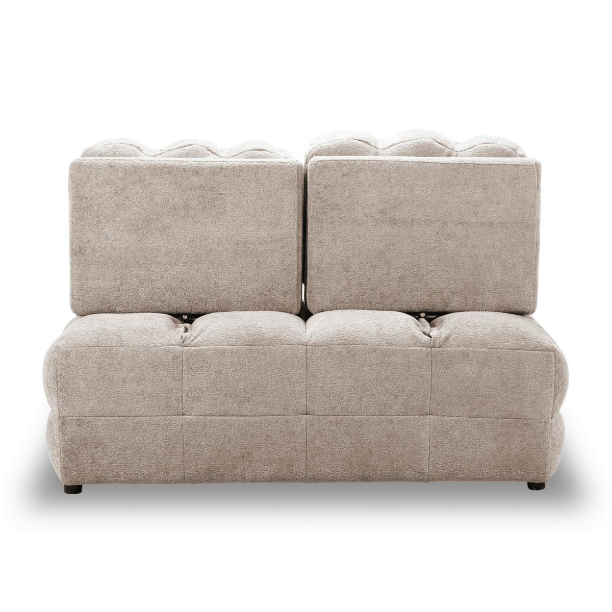 Schlafsofa Liara Webstoff Beige - Beige/Schwarz, MODERN, Holz/Textil (137/87/110cm) - Bessagi Home