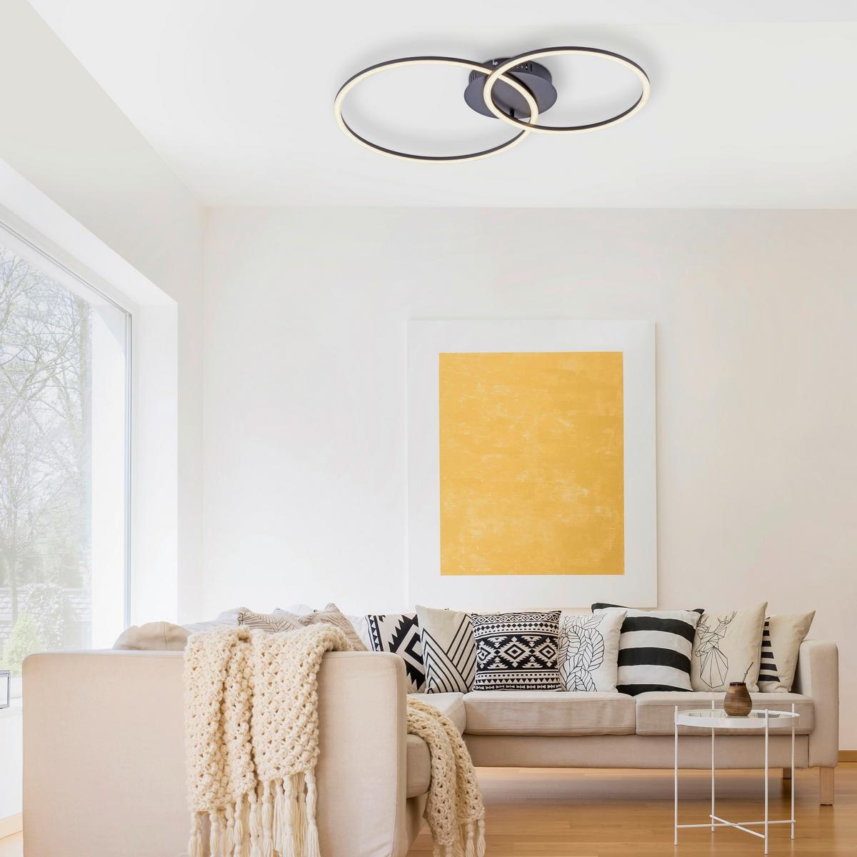 LED-Deckenleuchte Ivanka max. 31 Watt - Schwarz, Design, Kunststoff/Metall (70/44/6,8cm)