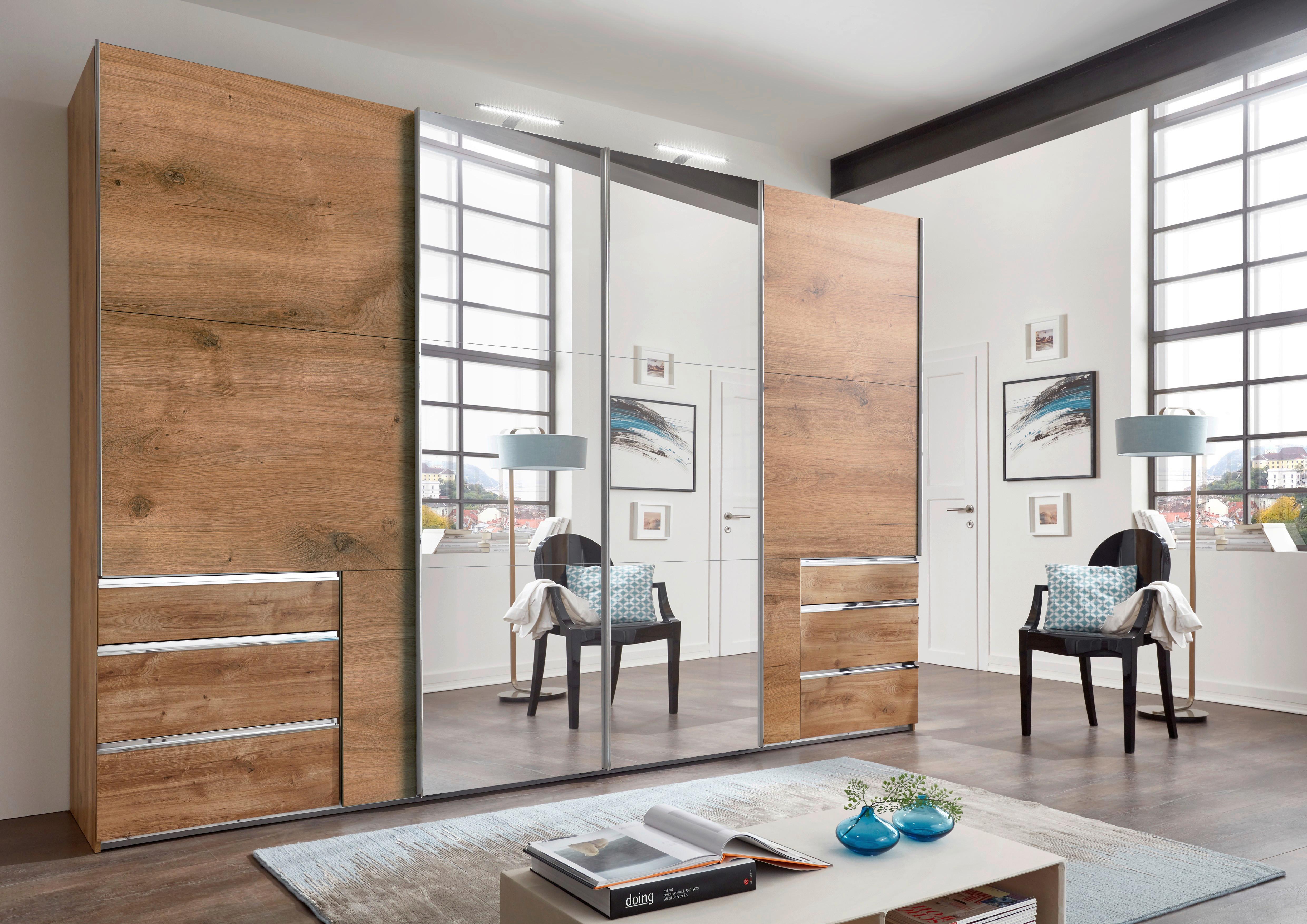 Ormar S Kliznim Vratima Level 36 A - boje hrasta/boje kroma, Moderno, drvni materijal (350/236/65cm) - Modern Living
