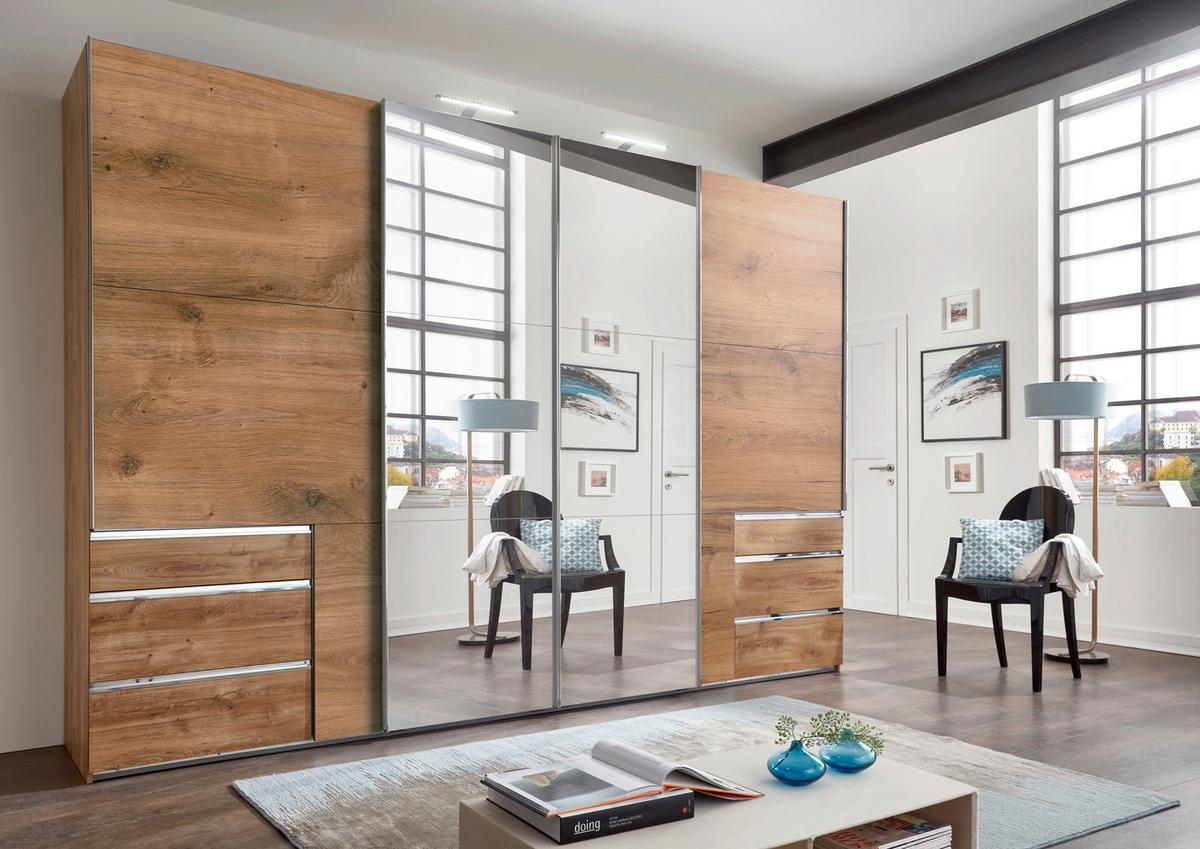 Ormar S Kliznim Vratima Level 36 A - boje hrasta/boje kroma, Moderno, drvni materijal (350/236/65cm) - Modern Living