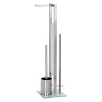 ZESTAW DO WC RIVALTA - kolor stalowy/biały, Design, tworzywo sztuczne/metal (18/70/23cm) - Wenko