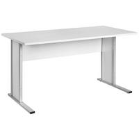 Schreibtisch "Serie 4000" ca 140x65 cm , hellgrau - Silberfarben/Hellgrau, Basics, Holzwerkstoff/Metall (140/65/72,2cm) - MID.YOU