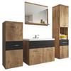 Badmöbel-Set 5-tlg. Alba ca. 140 cm Eiche/Graphit - Kastanieneichefarben/Erlefarben, LIFESTYLE, Holzwerkstoff/Metall (120cm) - P & B