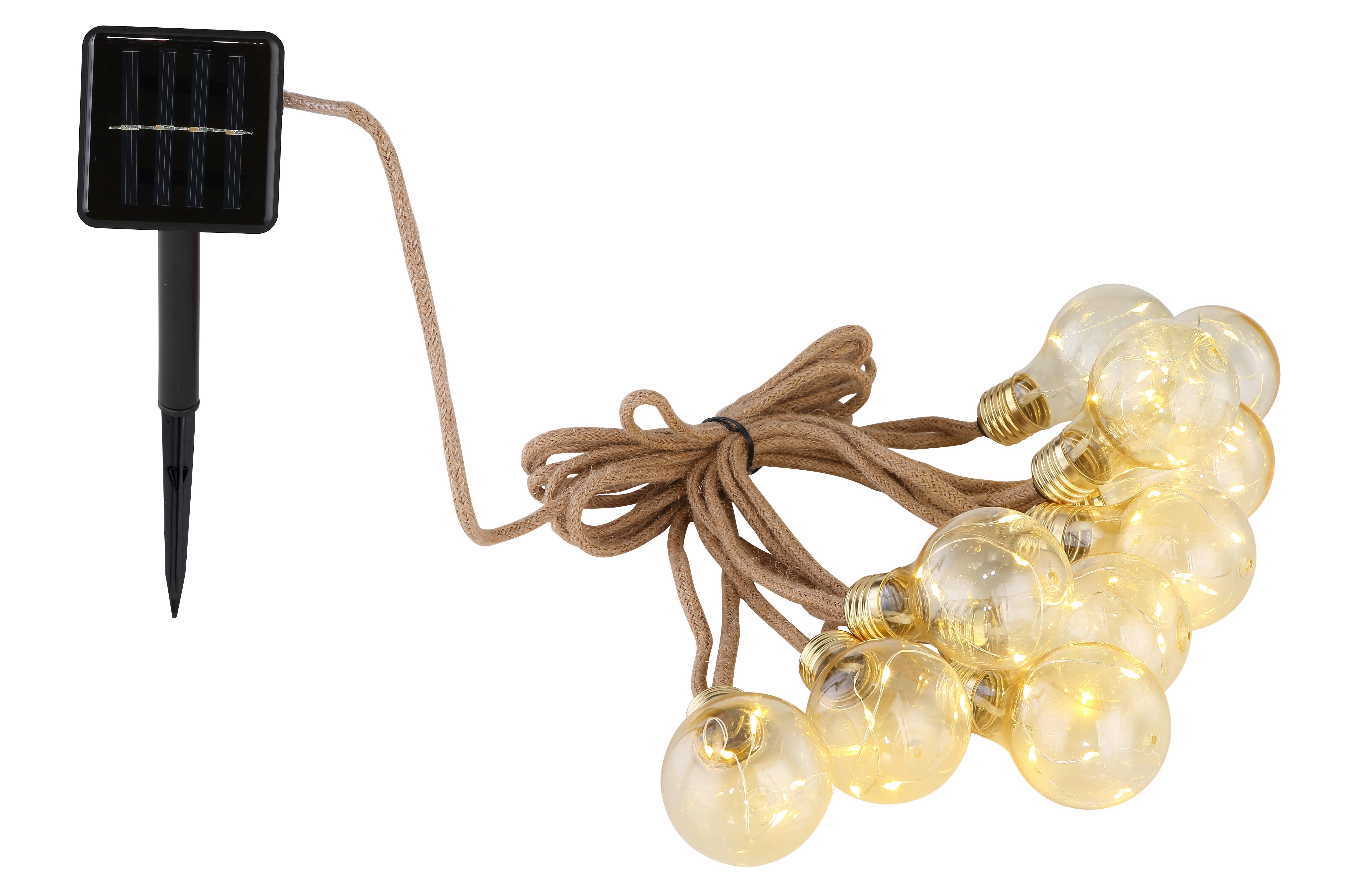 Solarleuchte Sole Schwarz max. 0,06 Watt - Bernsteinfarben/Braun, Romantik / Landhaus, Kunststoff/Textil (570/6/10,6cm) - Mömax