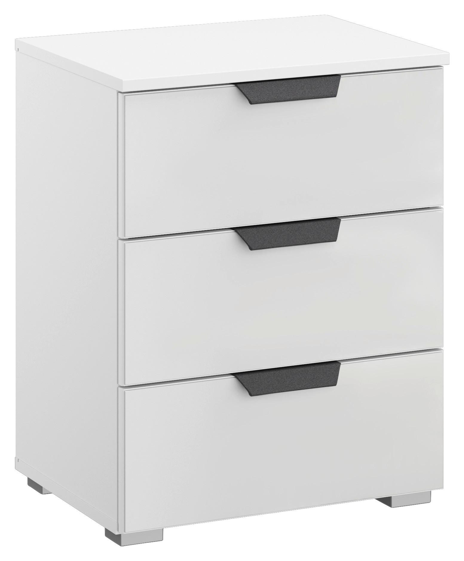 NOPTIERA ARTEMIS - alb/alb lucios intens, Modern, sticlă/material pe bază de lemn (47/62/42cm) - Modern Living