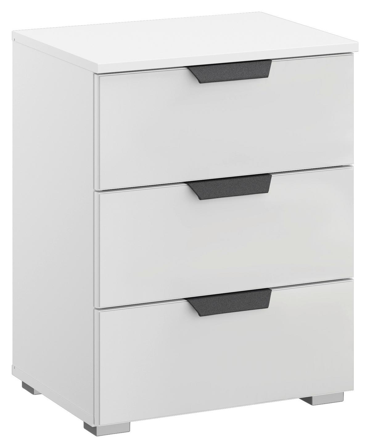 NOPTIERA ARTEMIS - alb/alb lucios intens, Modern, sticlă/material pe bază de lemn (47/62/42cm) - Modern Living