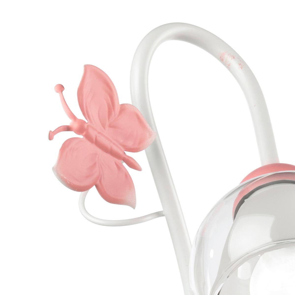 Kinderwandleuchte Butterfly Weiß/Pink max. 6 Watt - Pink/Weiß, Basics, Glas/Metall (16/20/28cm)