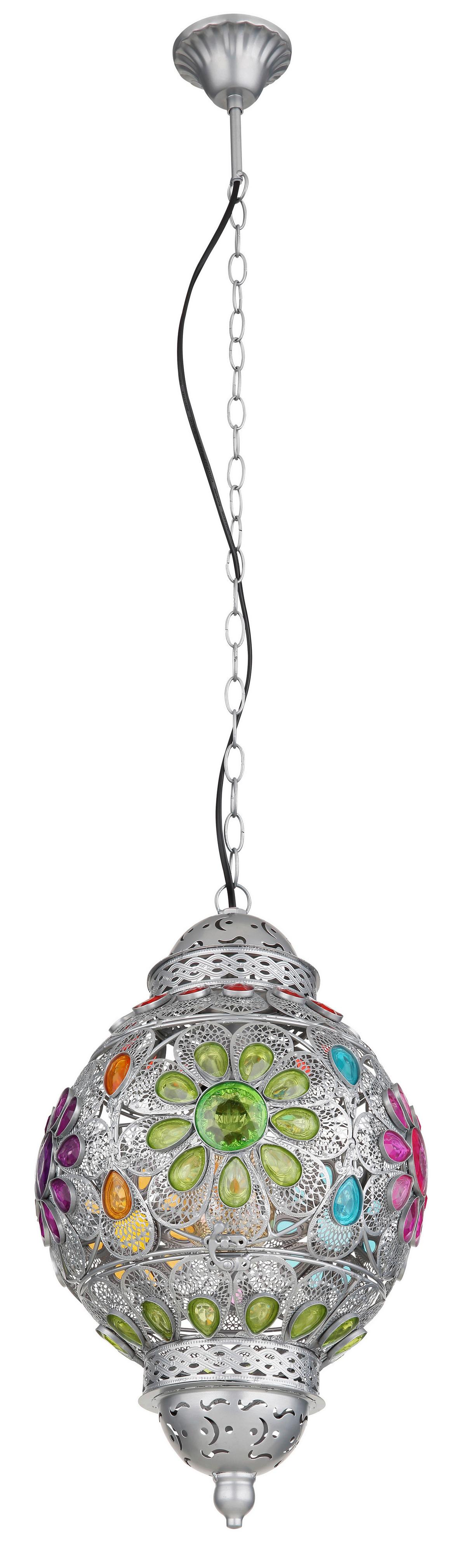 Viseča Svetilka 15658h - srebrne barve/večbarvno, Trend, kovina/umetna masa (27/120cm) - Globo