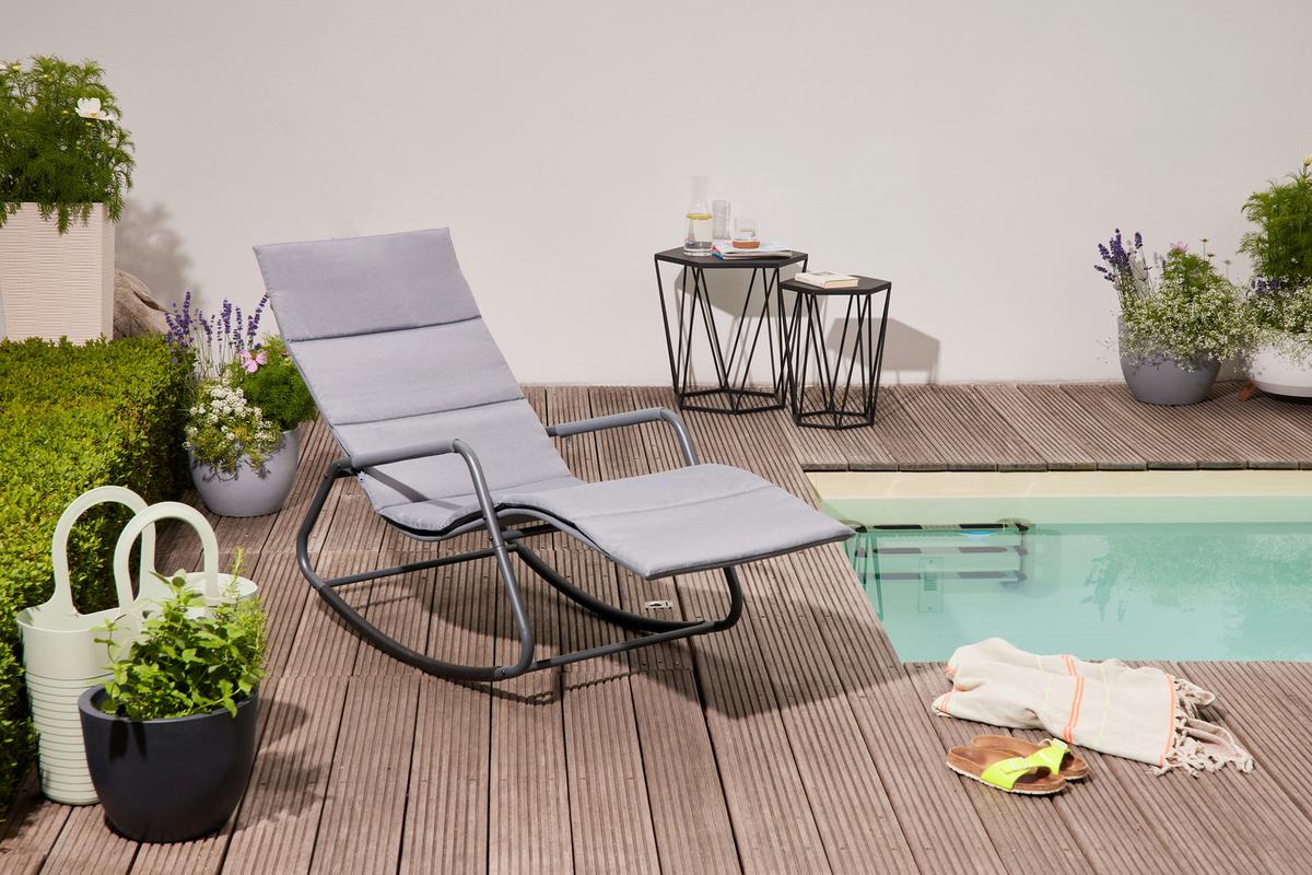 Sienna Garden Relaxliege ca.57x81x143cm Blaugrau - Blaugrau, KONVENTIONELL, Kunststoff/Textil (57/81/143cm) - Siena Garden