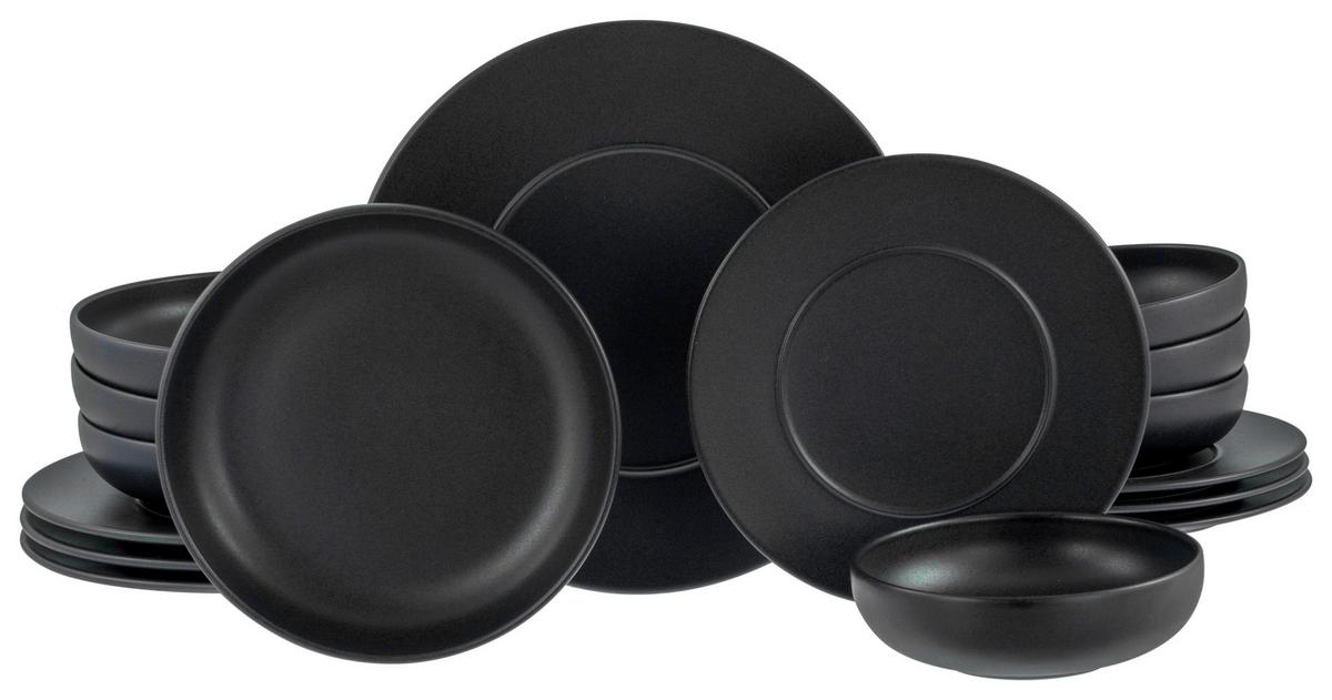 Jedilni Servis Unico Black, 16-Delni - črna, Basics, keramika - Creatable