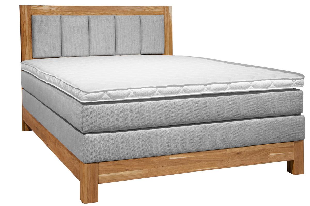 Boxspringbett Carolina Eiche/Grau ca. 140x200cm - Eichefarben/Beige, KONVENTIONELL, Holz/Textil (140/200cm) - ecoTree