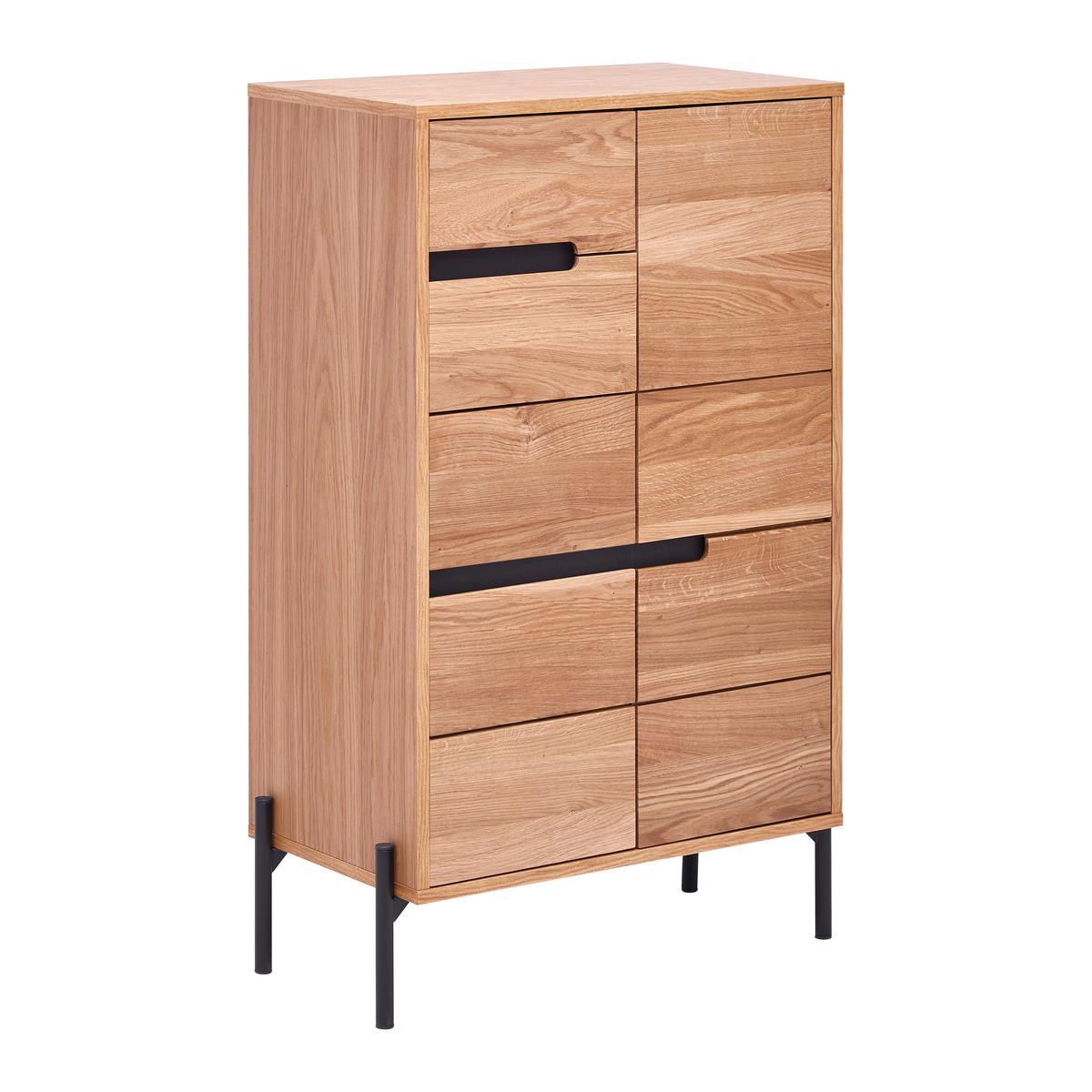 Highboard Avanto Eichefarben/Schwarz - Schwarz, Natur, Holz/Metall (64/105/35cm) - ecoTree
