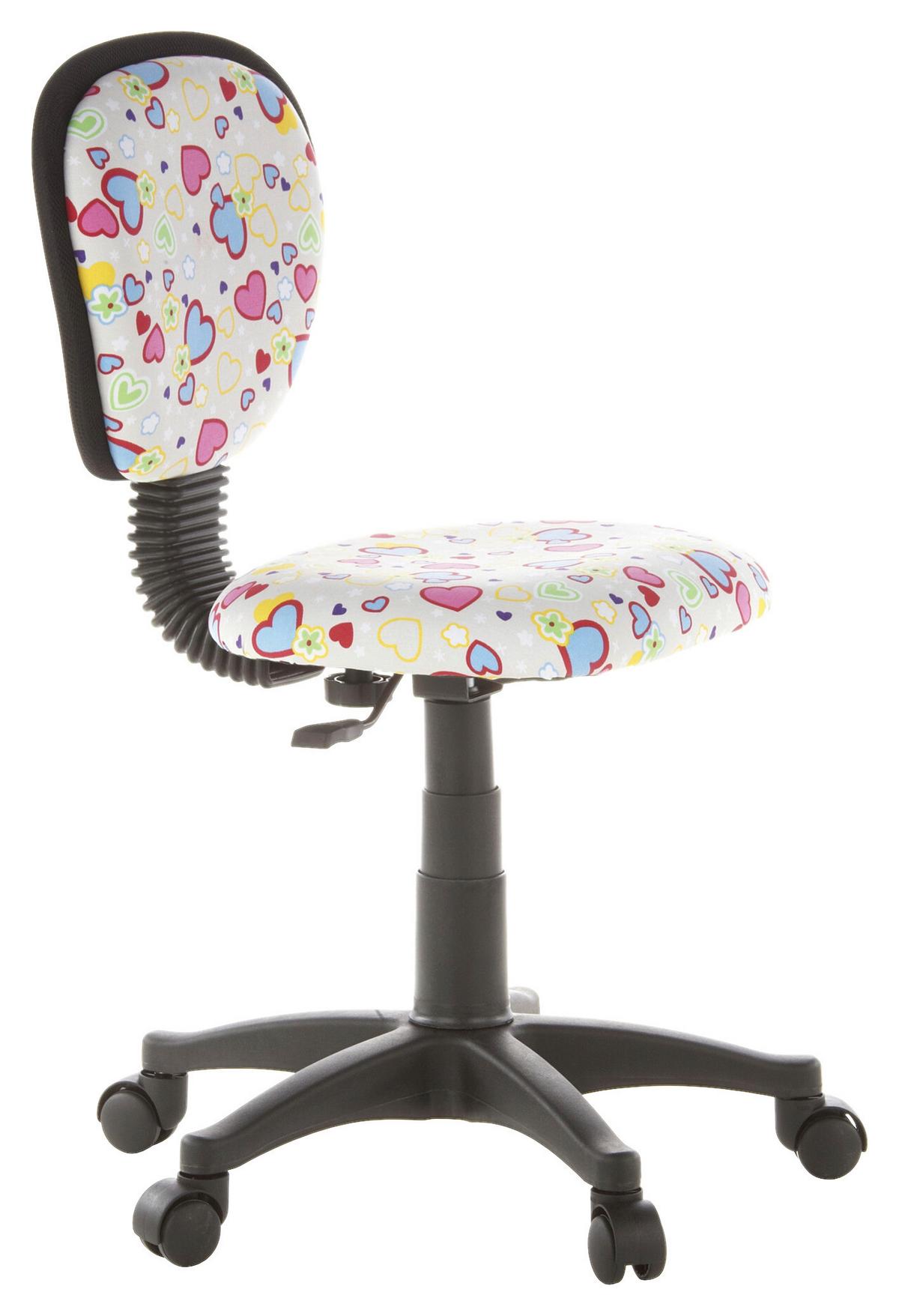 Mladinski Vrtljivi Stol Kiddy Top, Motiv Rožice In Srčki - večbarvno, Basics, umetna masa (40/79-90/37cm) - MID.YOU