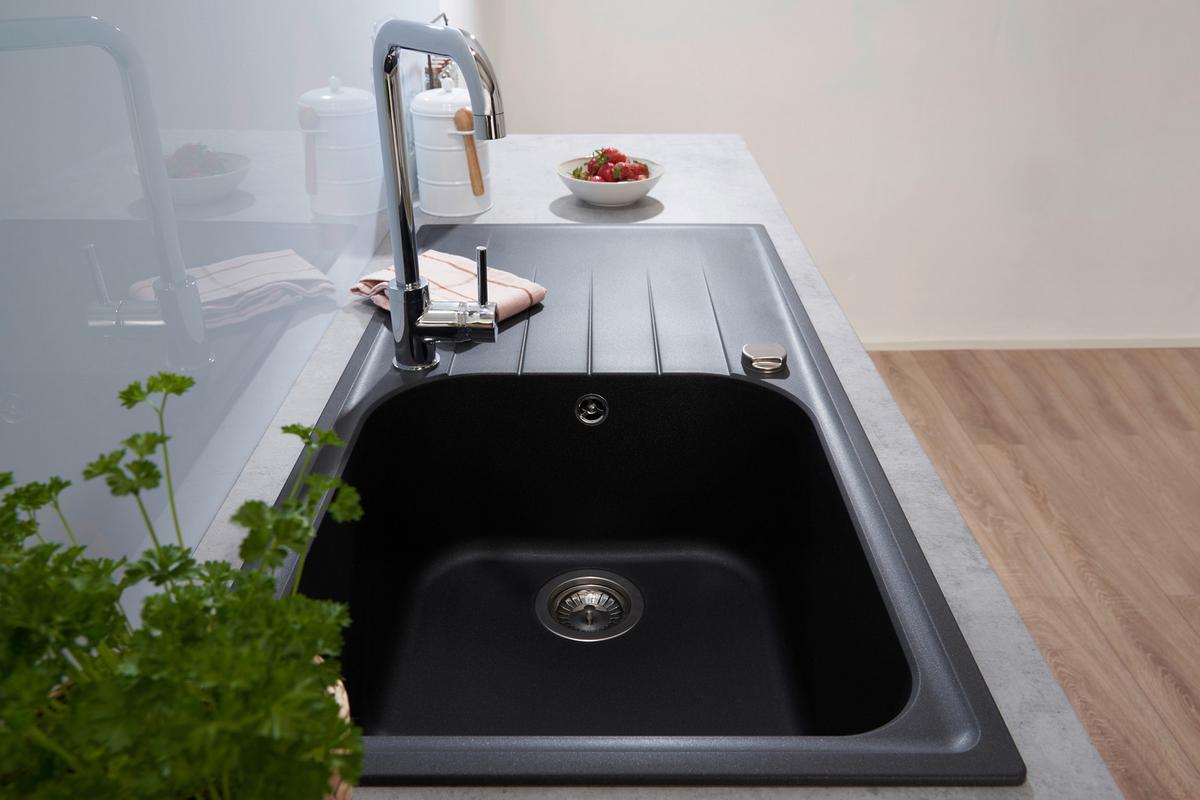 Granitspüle Orlando ca. 100x22,5x50 cm Schwarz - Schwarz, Trend, Stein (100/22,5/50cm) - Respekta