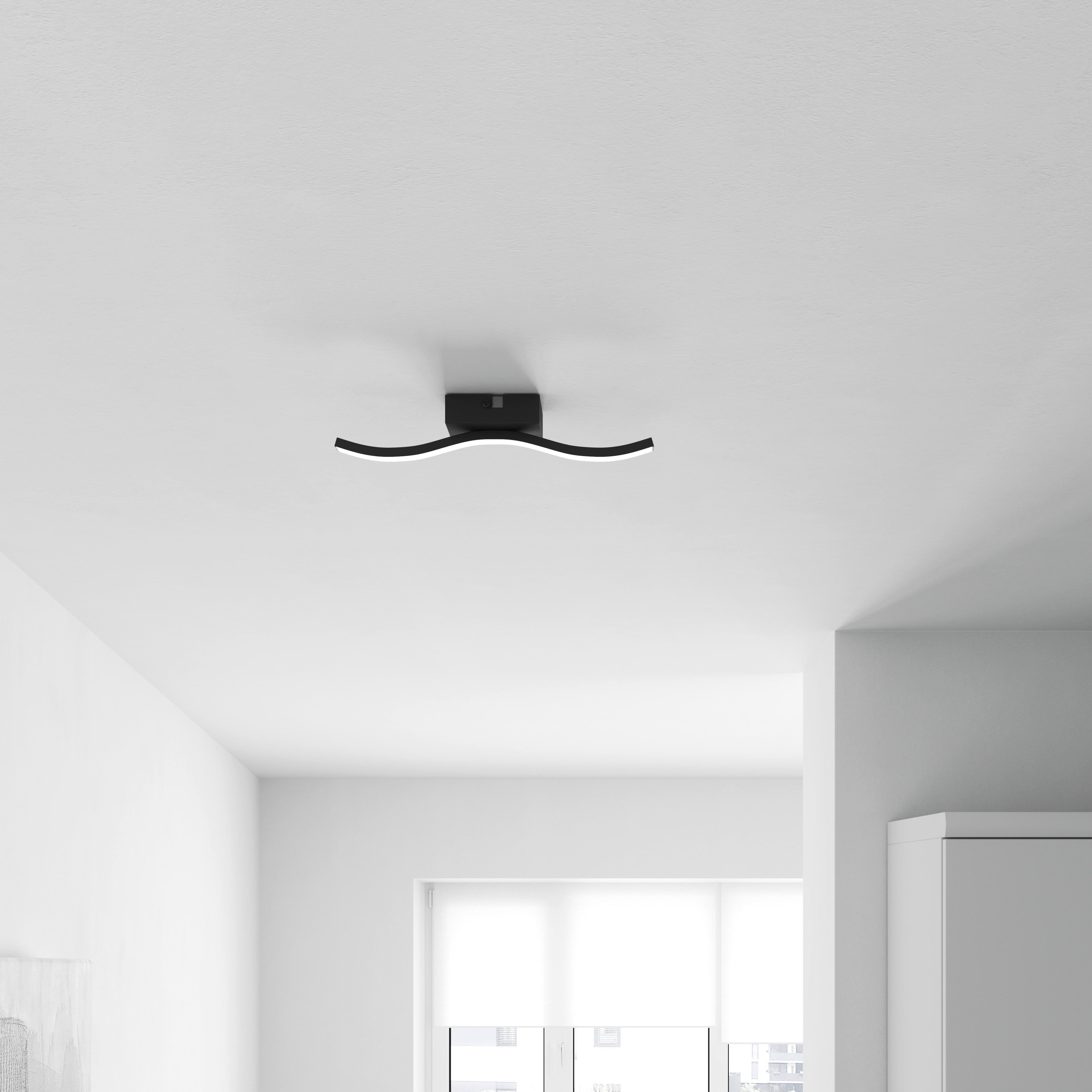 LED-TAKLAMPA PLOP - opal/svart, Modern, metall/plast (34,3/7/6,4cm) - Mömax