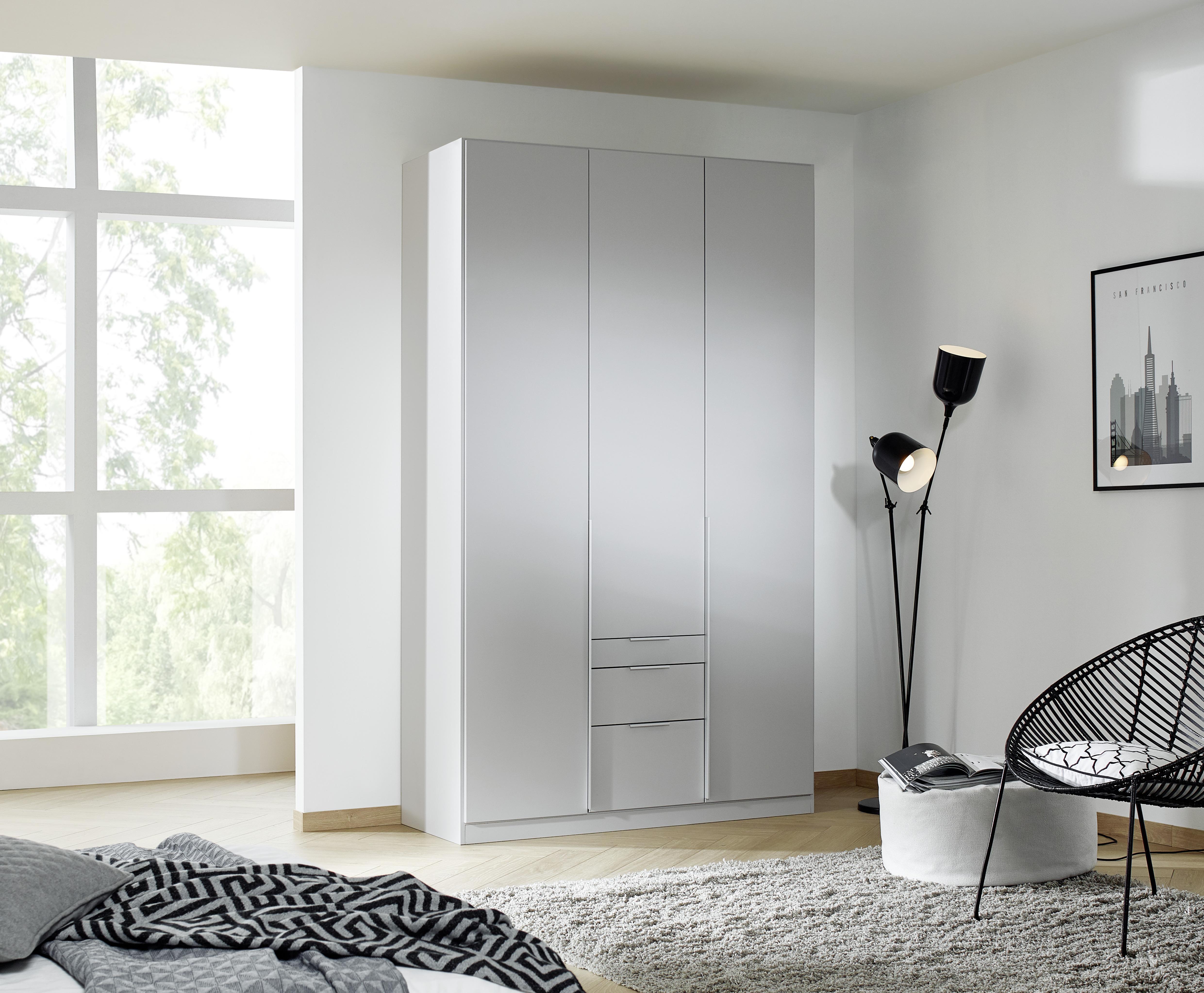 Dulap cu uși rotative ALABAMA - gri deschis, Modern, material pe bază de lemn (136/229/54cm)