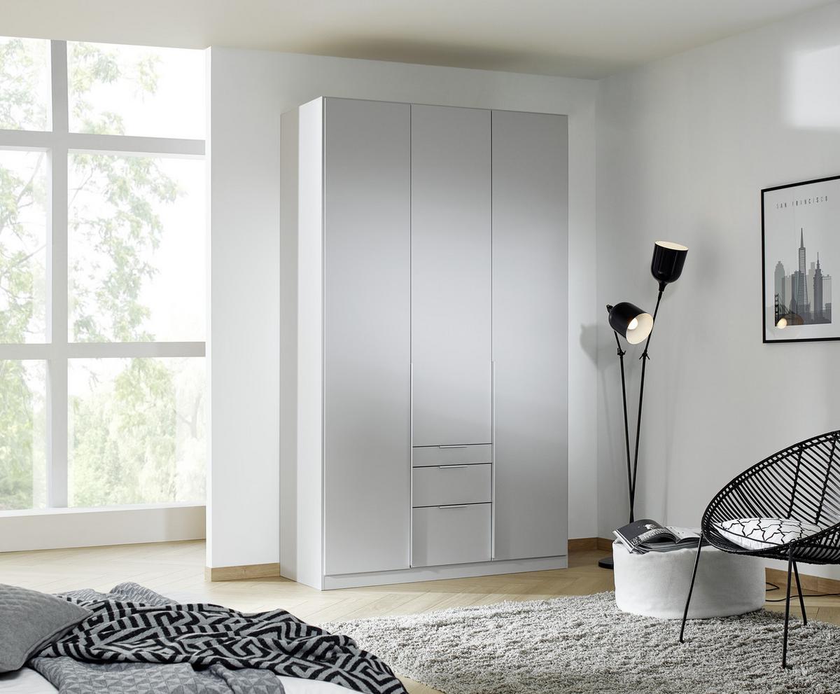 Dulap cu uși rotative ALABAMA - gri deschis, Modern, material pe bază de lemn (136/229/54cm)