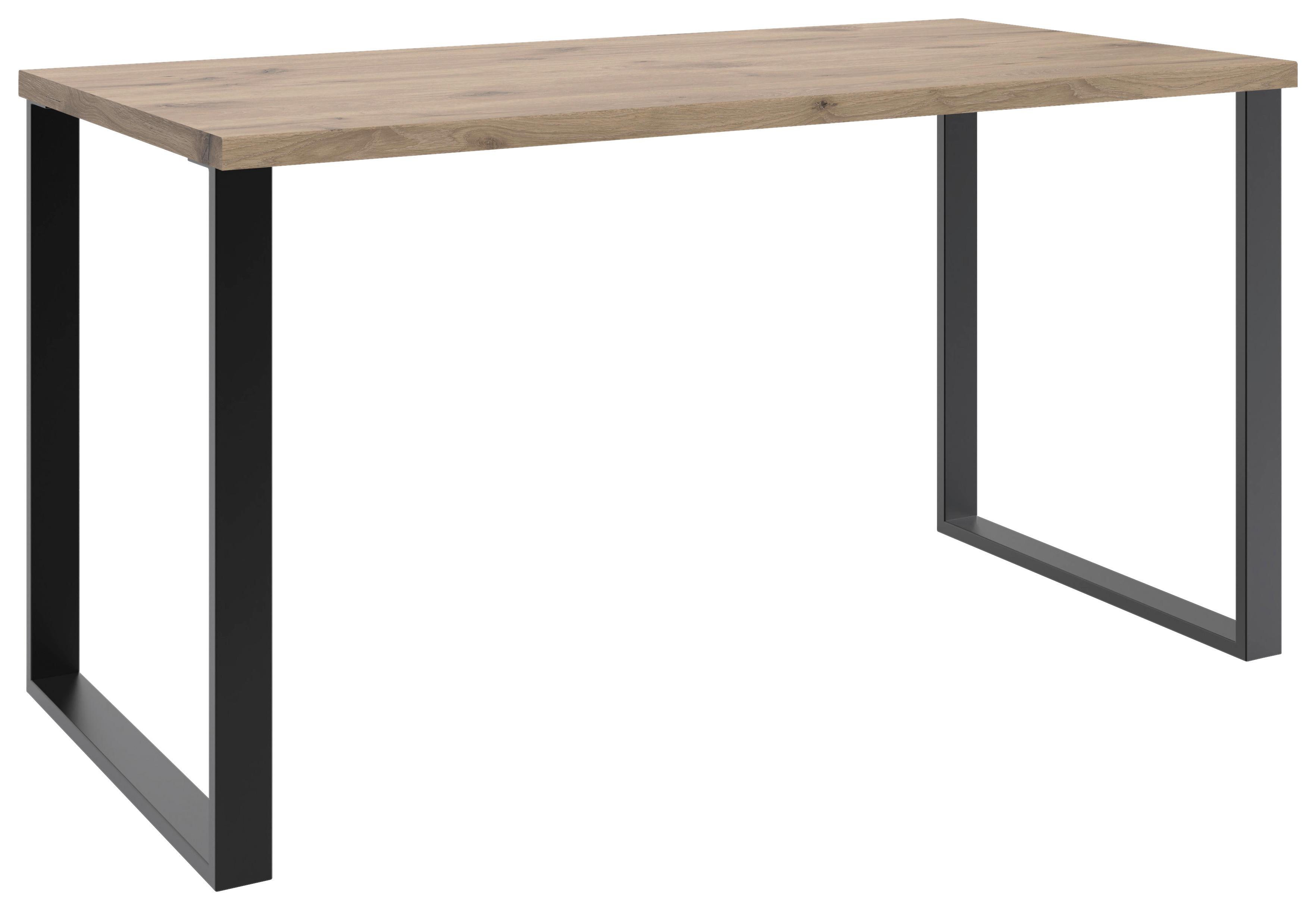 Íróasztal Norderney - fekete/tölgyfa, Konventionell, faalapú anyag/fém (140/70/75cm) - Carryhome