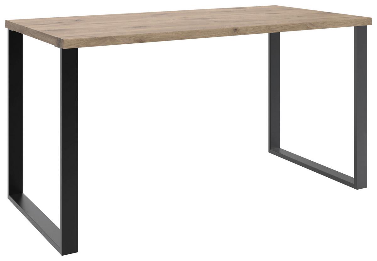 Íróasztal Norderney - tölgyfa színű/fekete, Konventionell, faalapú anyag/fém (140/70/75cm) - Carryhome