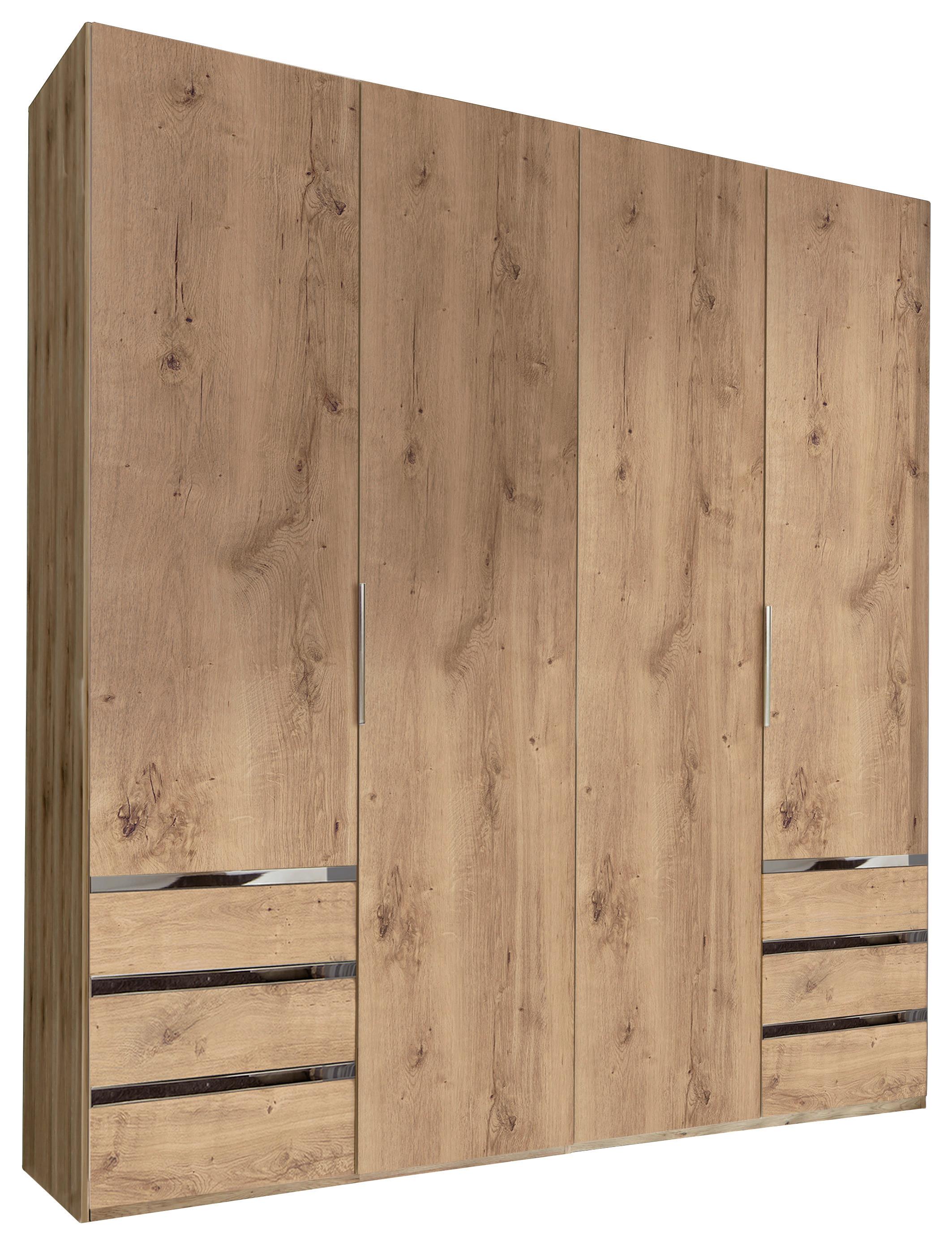 Drehtürenschrank Level 36A ca. 200x216x58cm Eiche Dekor - Chromfarben/Eichefarben, MODERN, Holzwerkstoff/Kunststoff (200/216/58cm) - MID.YOU