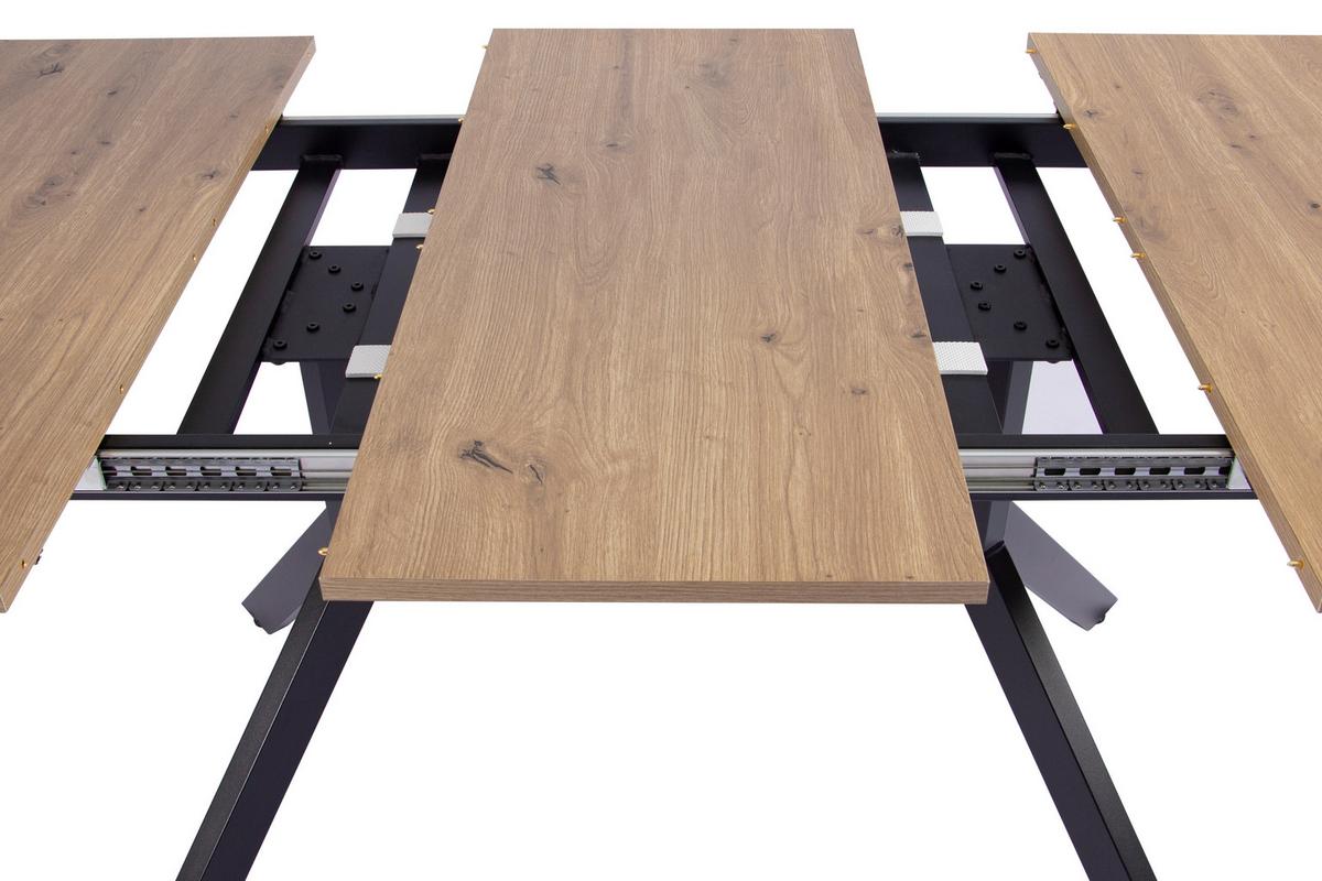 Raztegljiva Miza Jax, Barva Hrasta, Črna, 150-190x90 - črna/hrast artisan, Moderno, kovina/leseni material (150-190/90/76cm) - Livetastic