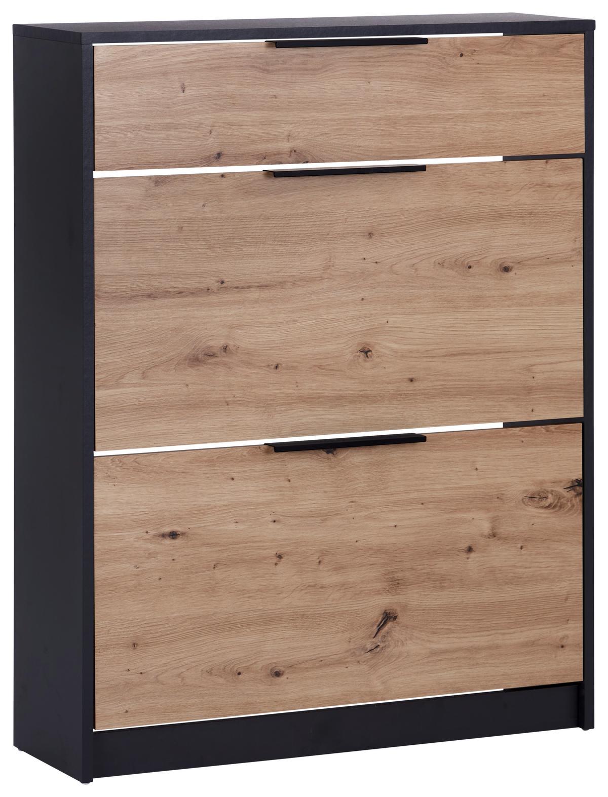 Omara Z Loputami Za Čevlje Anna 02, Antracit, Hrast - črna/barve hrasta, Moderno, kovina/leseni material (79/103,4/25cm) - Mömax