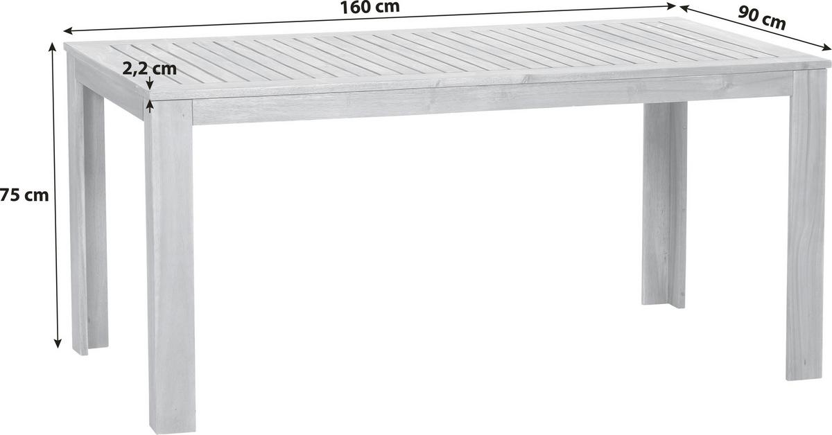 Gartentisch Paleros Echtholz Akazie L: 160 cm - Akaziefarben, KONVENTIONELL, Holz (160/90/75cm) - Siena Garden