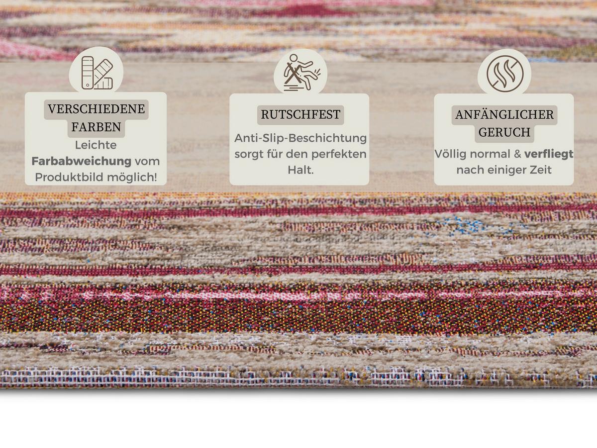 Flachwebeteppich Necla Multicolor ca. 60x90cm - Multicolor, Design, Kunststoff/Textil (60/90cm)
