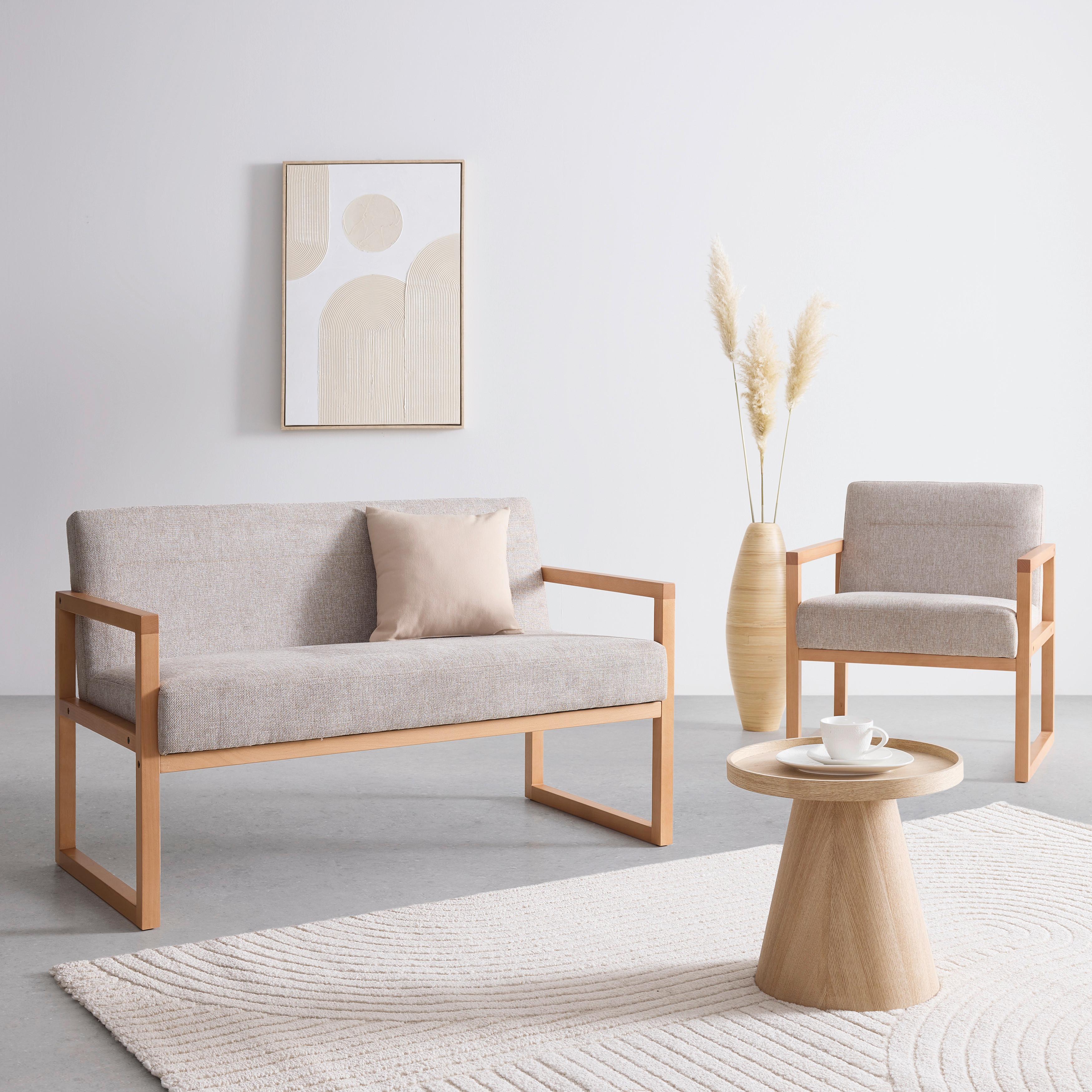 2-SITS SOFFA MALMÖ - ljusgrå/naturfärgad, Modern, trä/textil (120/75/69cm) - Mömax