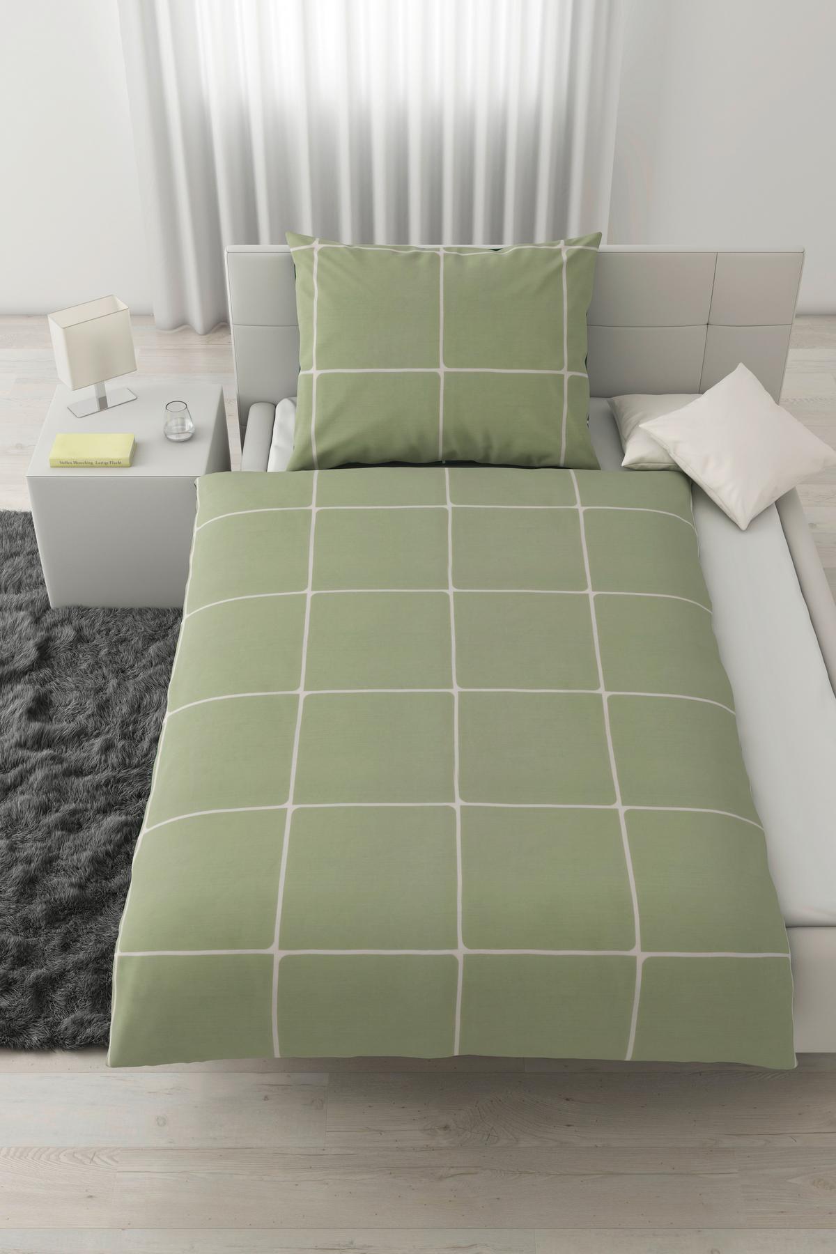LINGE DE LIT LINNEA WENDE - Waldgrün/Weiss, Modern, Textil (160/210cm) - Modern Living