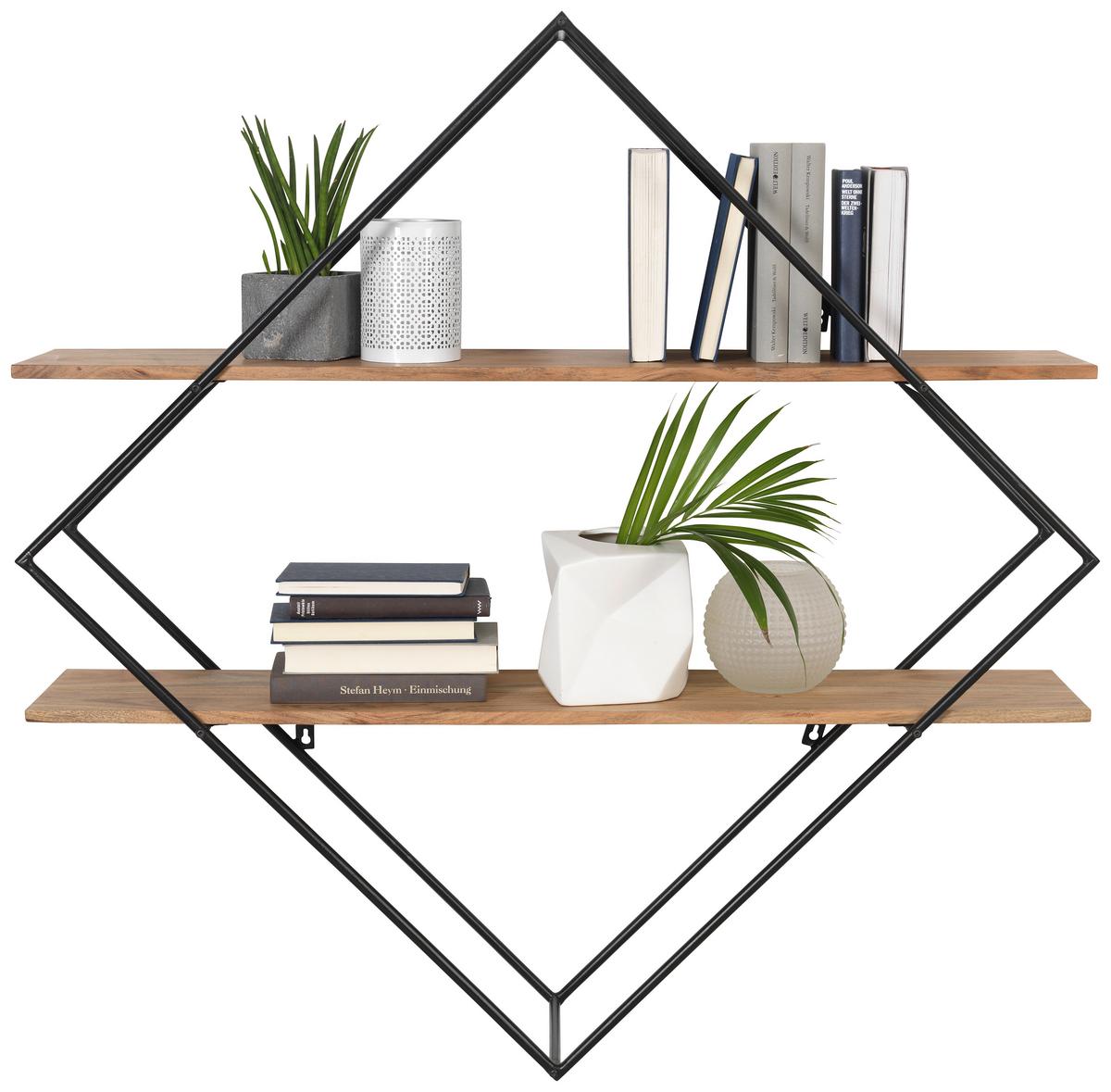 REGAŁ ŚCIENNY MILAN - kolor akacjowy/ciemnoszary, Trend, metal/drewno (107/107/26cm) - Landscape