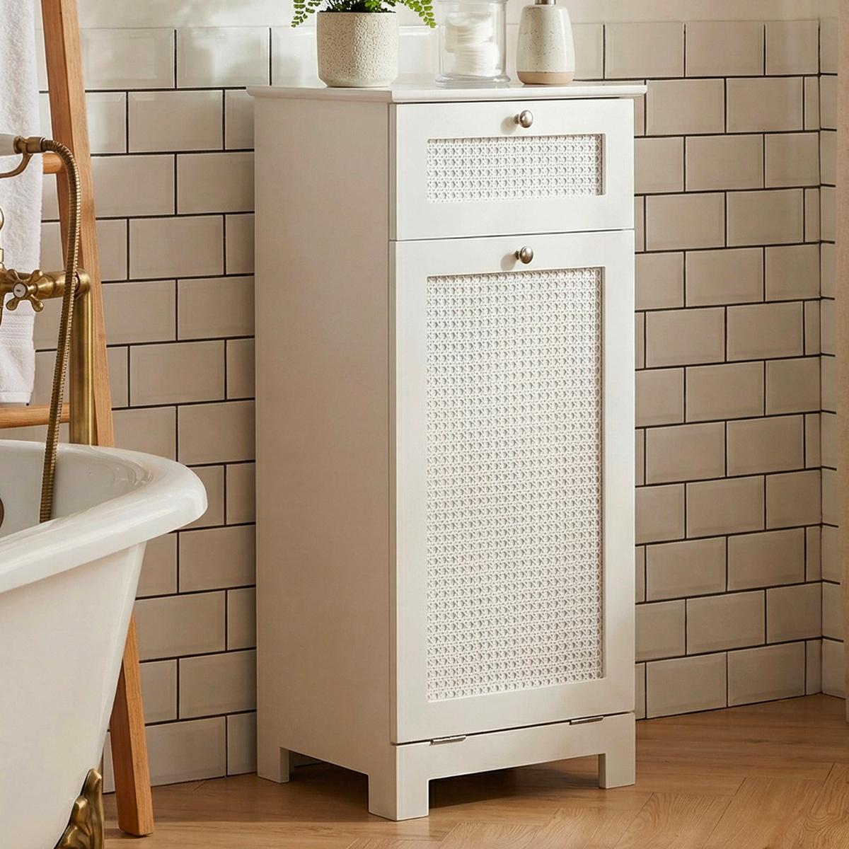 Wäscheschrank Wl7.763 - Weiss/Silberfarben, Design, Holzwerkstoff/Metall (40/90/38cm) - Livetastic
