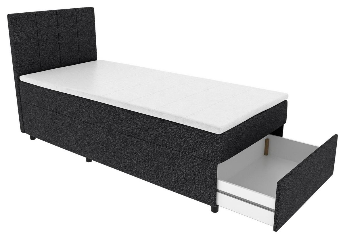 Boxbett Odin Schwarz max. 90x200cm - Schwarz, KONVENTIONELL, Kunststoff/Textil (90/200cm) - Based