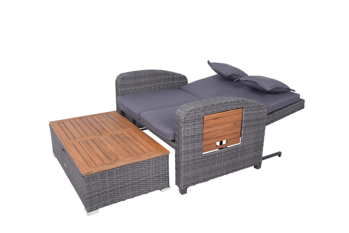 Loungegarnitur Bari ca. 116x95x118 cm Grau - Dunkelgrau/Anthrazit, Basics, Holz/Kunststoff (116/95/118cm) - Gardenson
