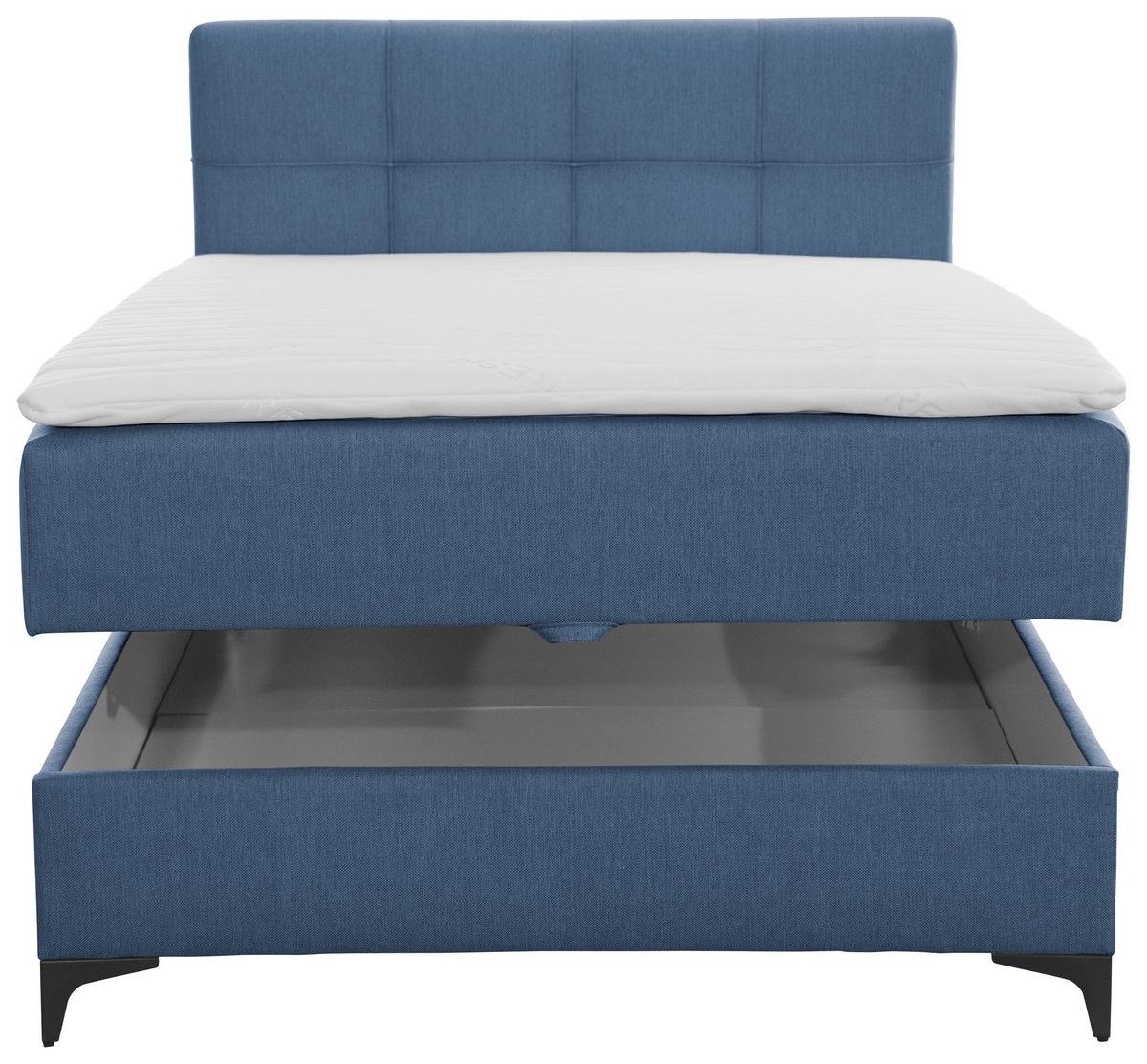 Oblazinjena Postelja Freddie, Modra, 100x200 - modra/črna, Konvencionalno, kovina/tekstil (100/200cm) - Mömax