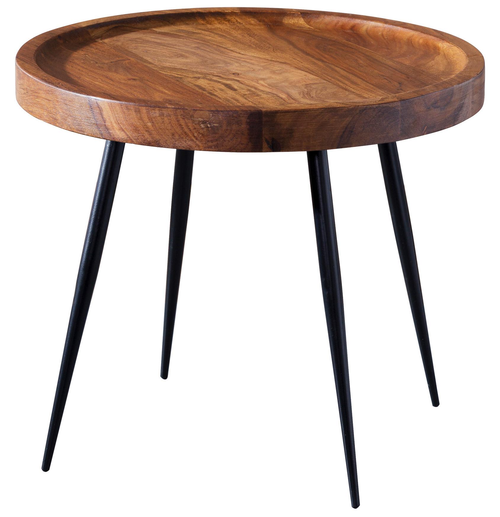 Beistelltisch Sheesham/Schwarz - Sheeshamfarben/Schwarz, Design, Holz/Metall (46/46/40cm) - MID.YOU
