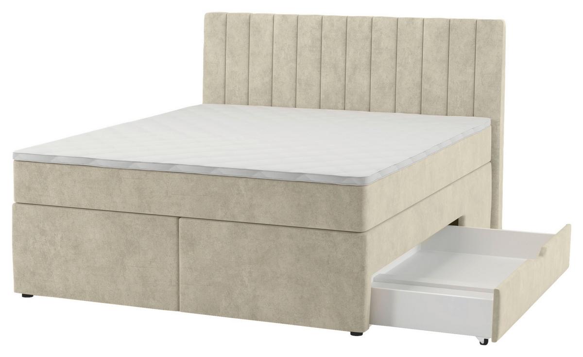 Boxspring Krevet Nikol - bež, drvni materijal/tekstil (180/200cm) - Based