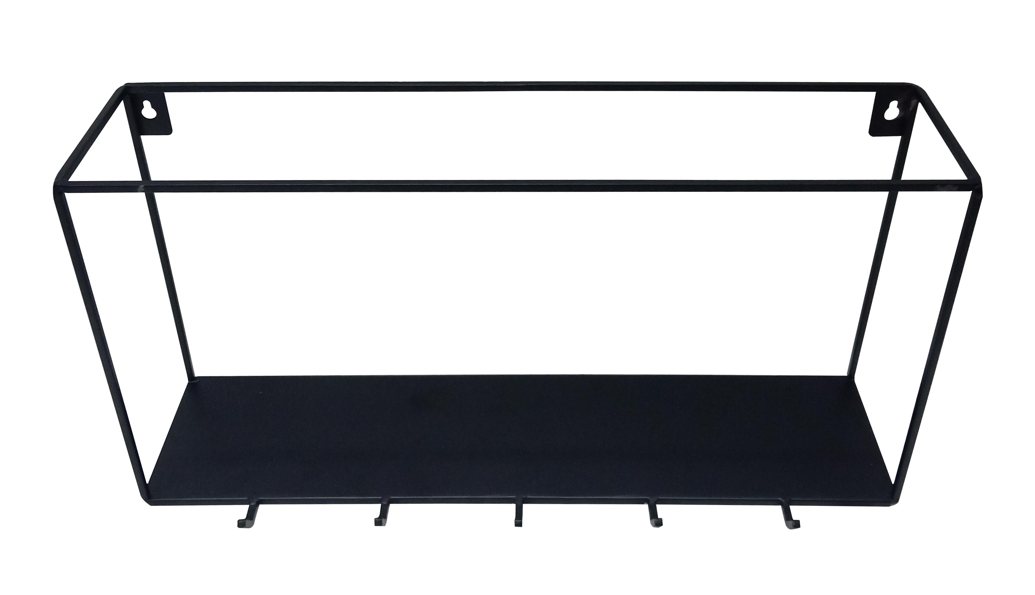 Stenska Polica Mila 2 -Sb- - črna, Moderno, kovina (40/12,5/20cm) - Modern Living