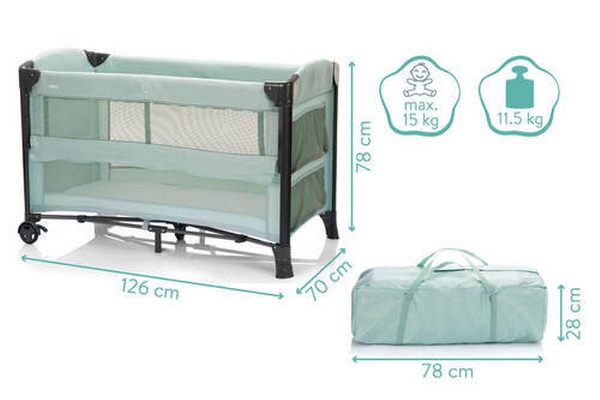 ŁÓŻKO TURYSTYCZNE 4032-14 ZÜRICH - czarny/miętowy, Basics, metal/tkanina (60/120cm) - Fillikid