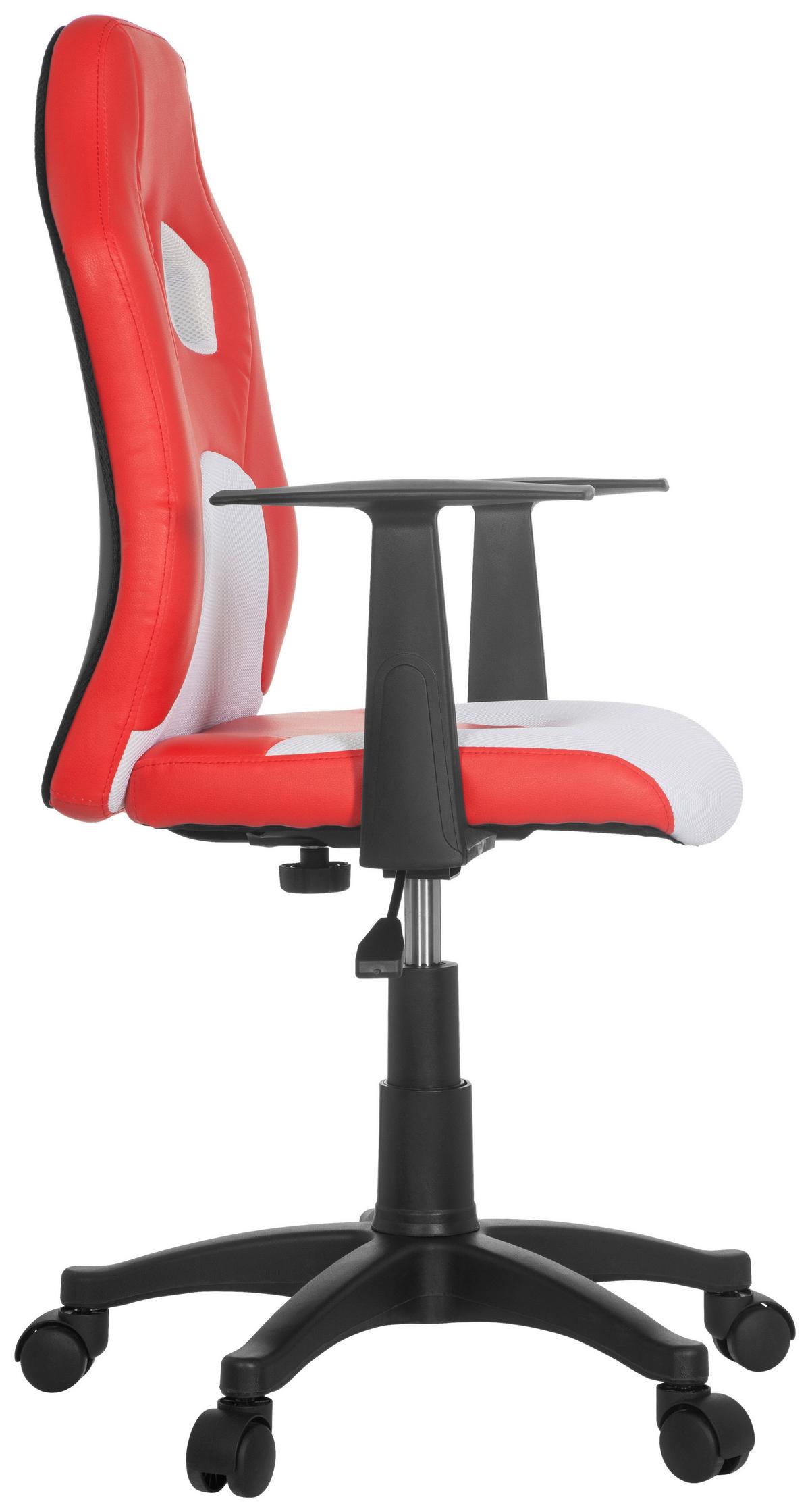 Mladinski Vrtljivi Stol Teen Game Al, Bela, Rdeča - rdeča/črna, Moderno, umetna masa/tekstil (54/105/48cm) - MID.YOU