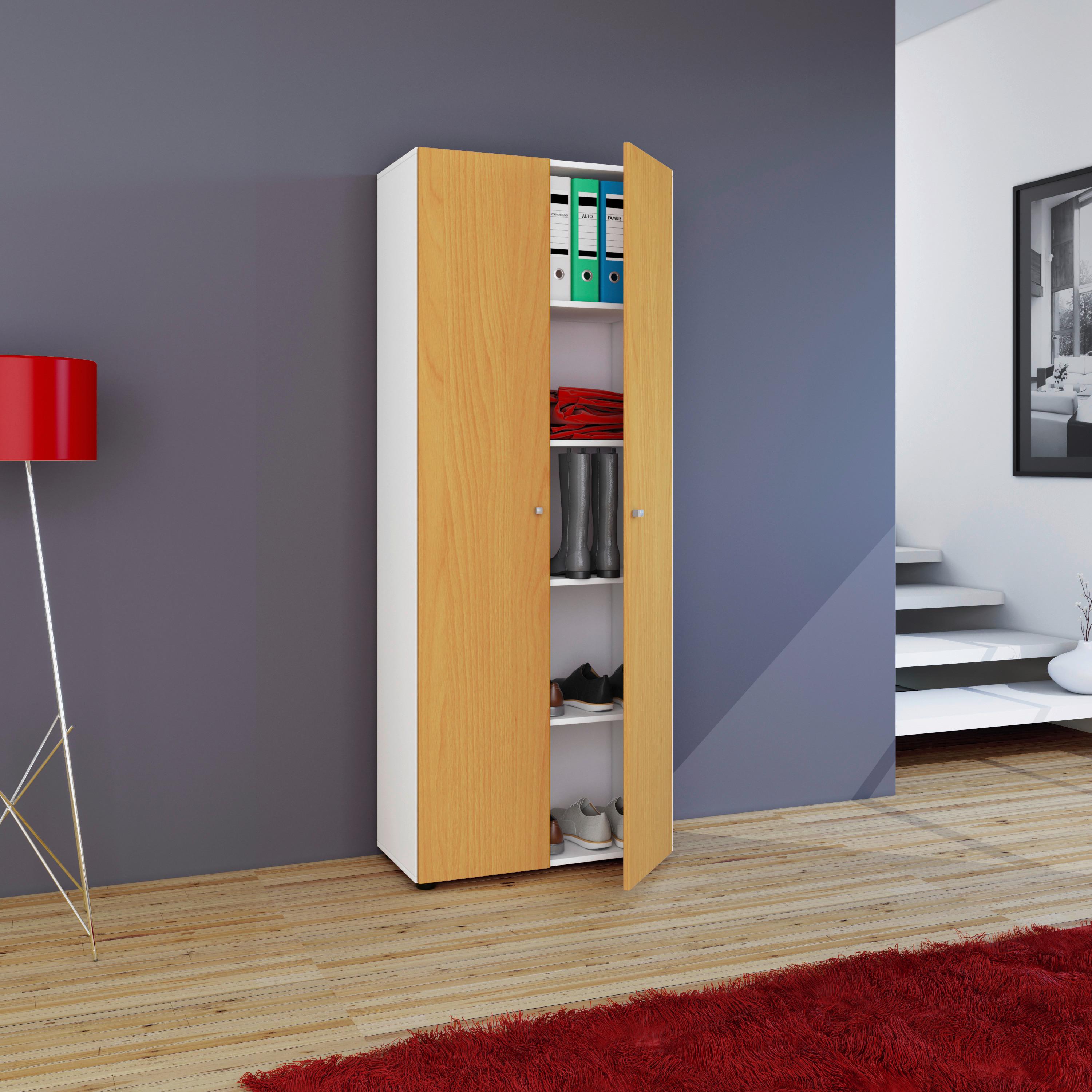 MEHRZWECKSCHRANK VANDOL I 5 DT - Weiss/Buchefarben, Design, Holzwerkstoff/Kunststoff (70/178/39cm) - MID.YOU