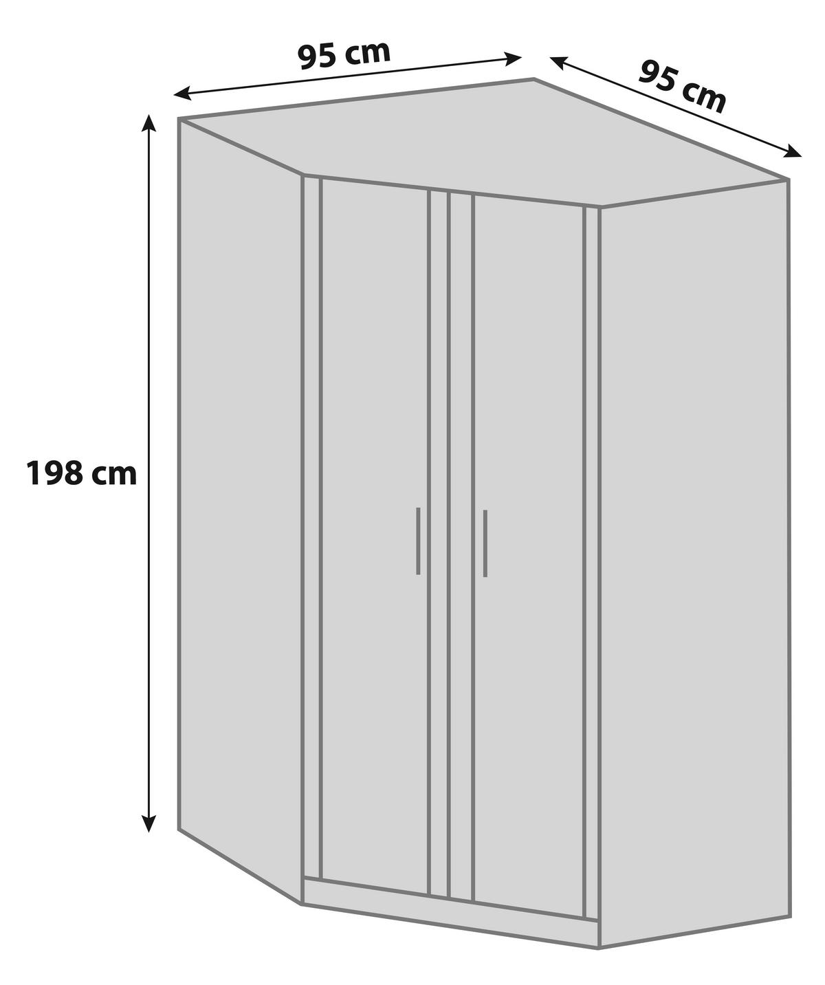 SZAFA NAROŻNA OSAKA - biały/kolor aluminiowy, Konventionell, materiał drewnopochodny/tworzywo sztuczne (95/198cm) - MID.YOU