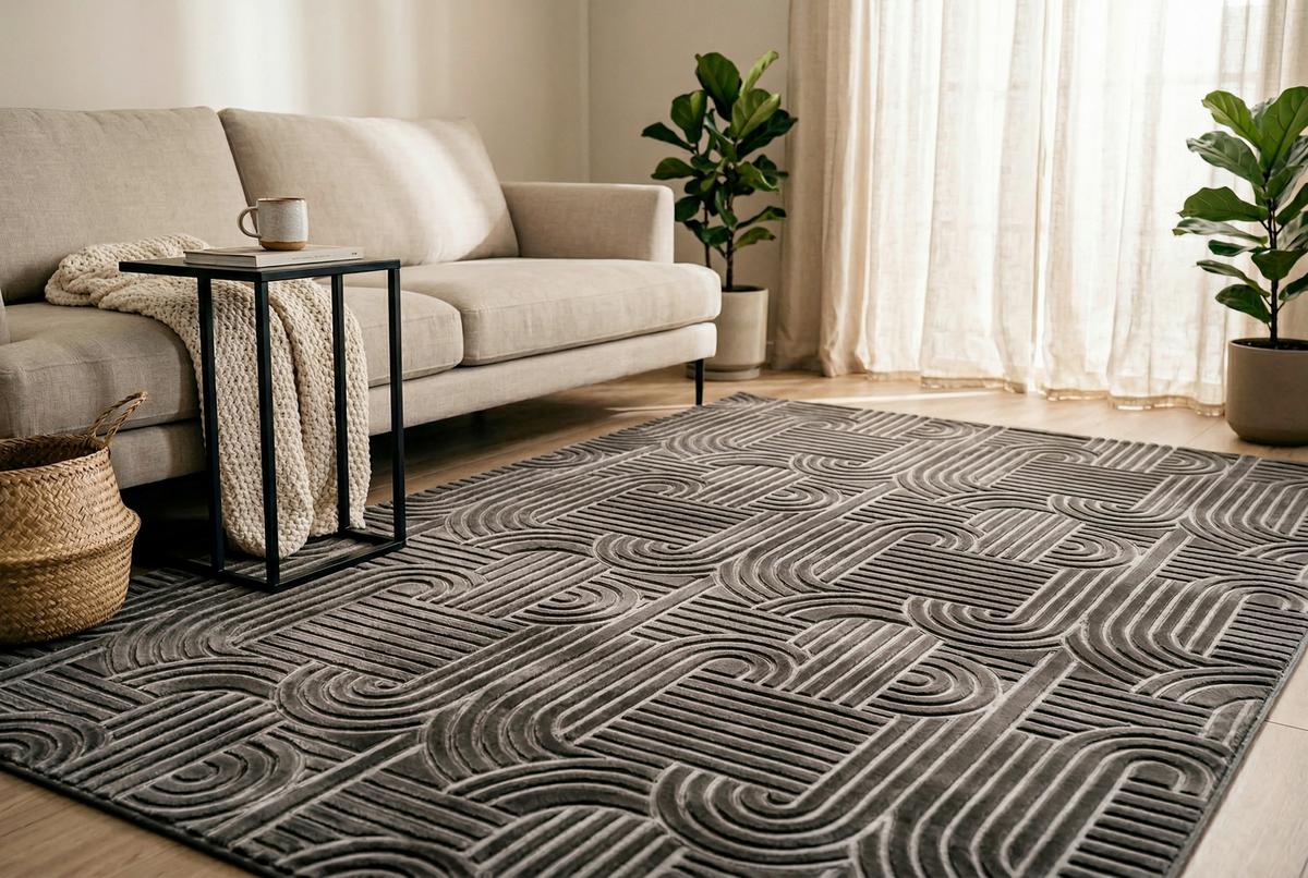 Flachwebeteppich Calma 125 Anthrazit 200x290 Cm - Anthrazit, Basics, Textil (200/290cm) - Kayoom