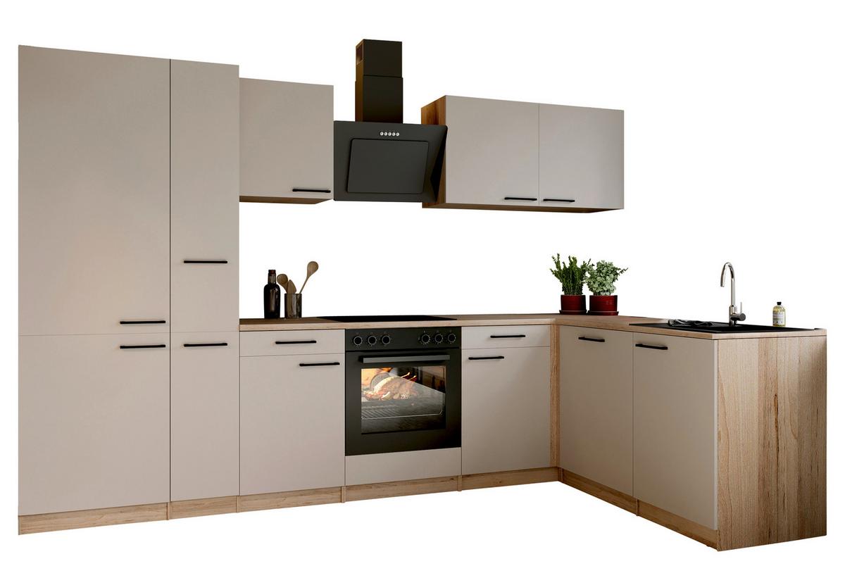 Eckküche Merle o. Geräte ca. 310x172cm Kaschmir - Kaschmir/Eichefarben, Trend, Holzwerkstoff/Metall (310/172cm) - Respekta