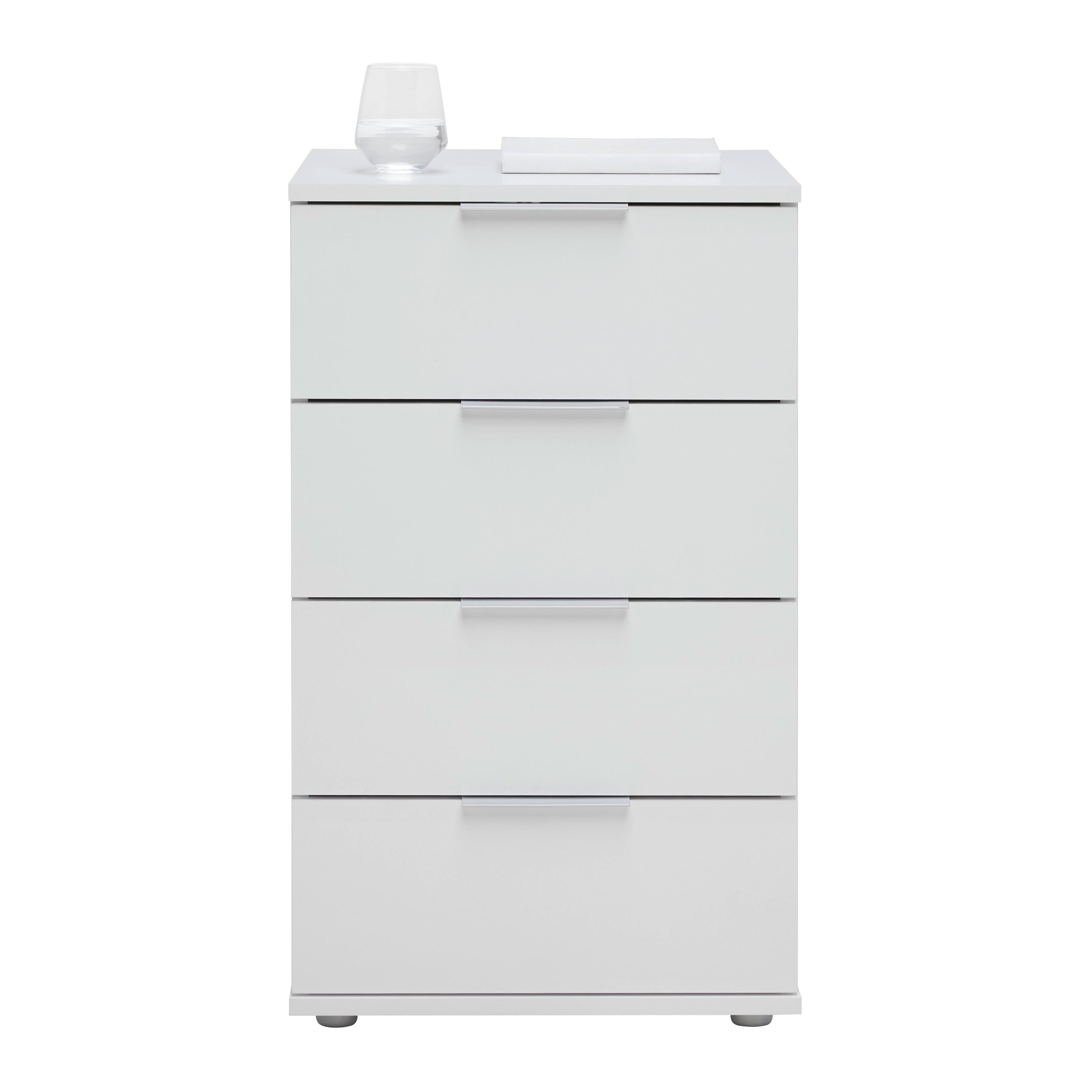 SÄNGBORD CUATRO - vit/silver, Klassisk, trämaterial/plast (46/79/42cm) - Modern Living