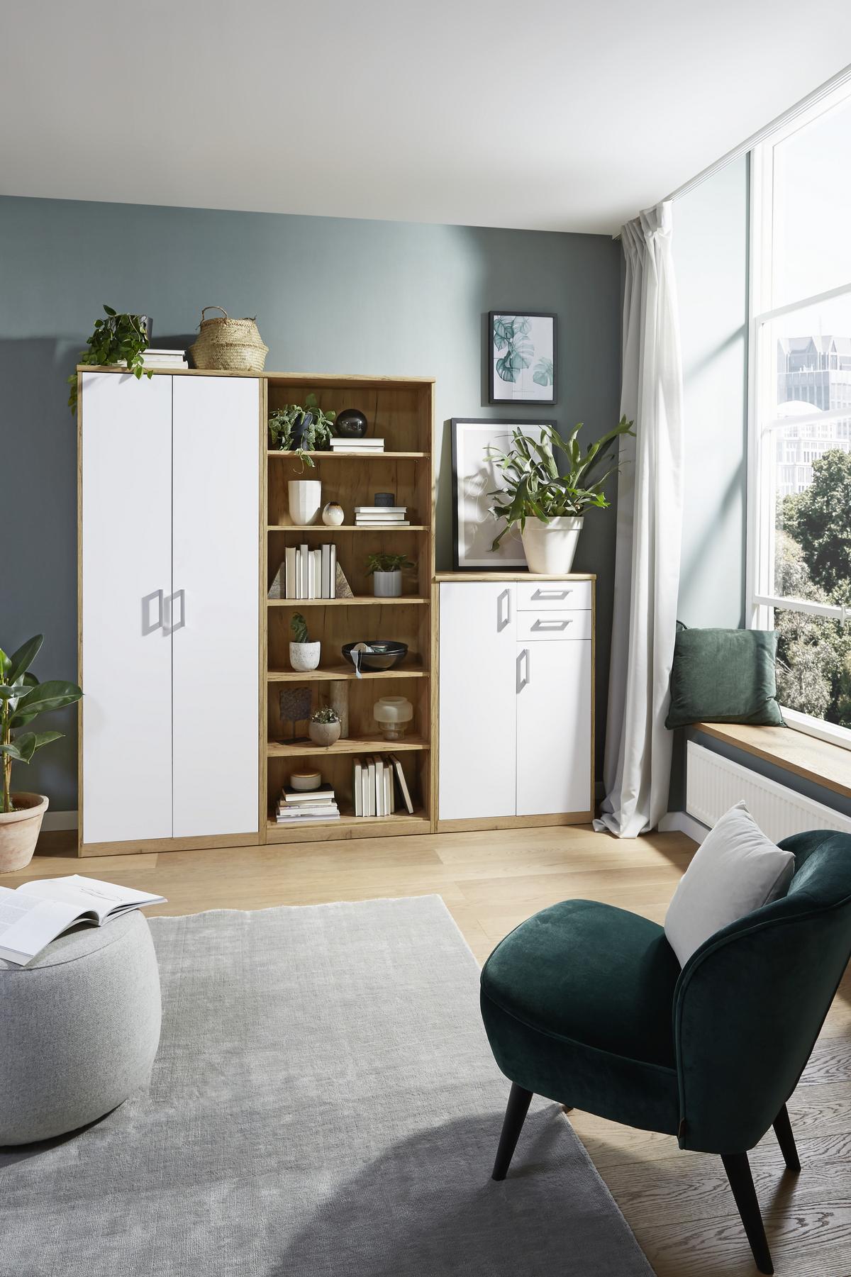 REGAŁ EASY - dąb wotan, Basics, materiał drewnopochodny (55/110/36cm) - Xora