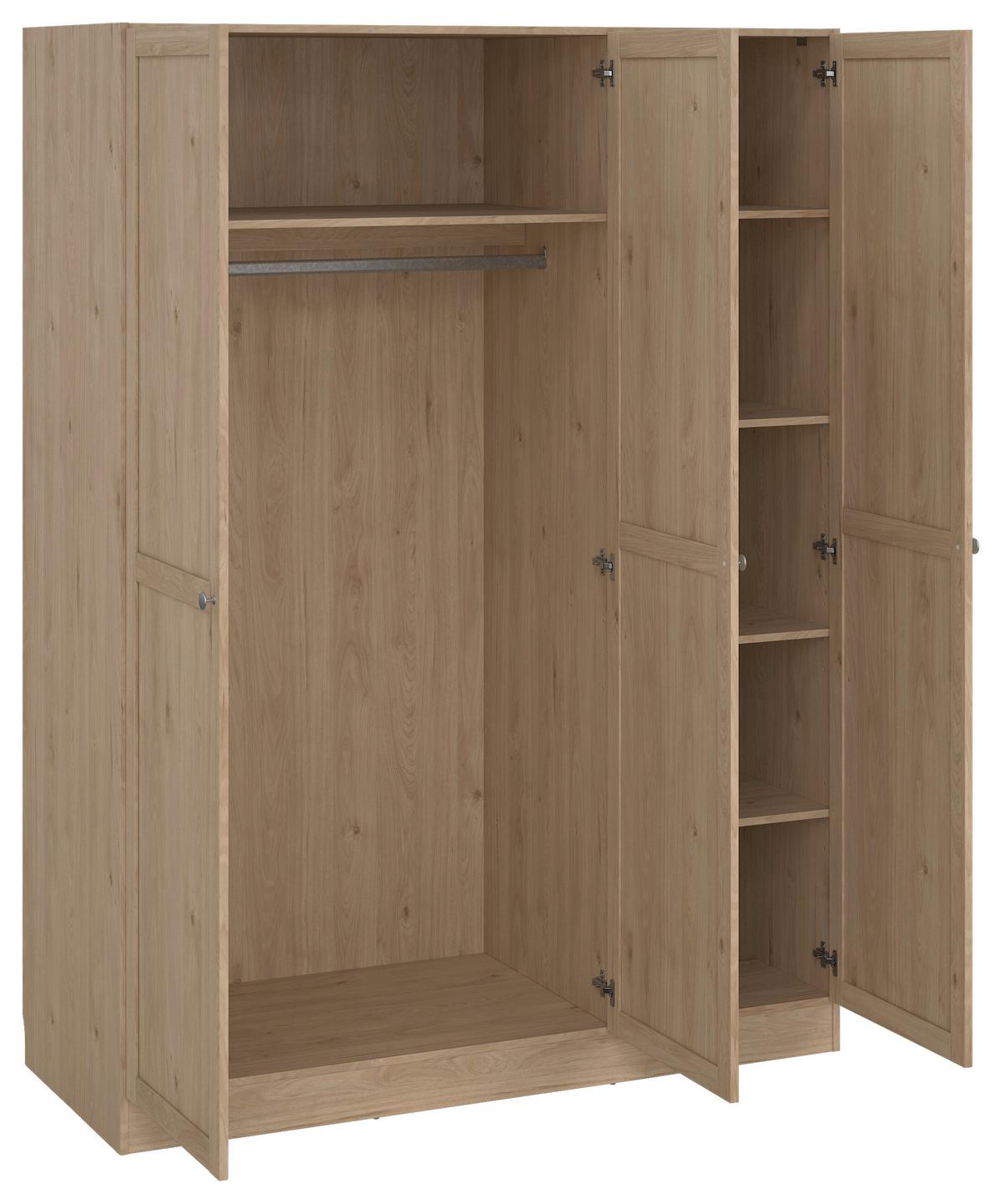 Omara S Klasičnimi Vrati Billund, Barva Hrasta - srebrne barve/barve hrasta, Moderno, kovina/leseni material (147/200/61,7cm) - MID.YOU