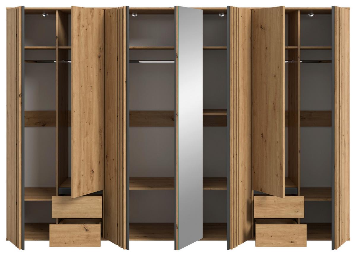 Drehtürenschrank TOFTA Eiche Artisan, Anthrazit - Anthrazit/Eiche Artisan, ROMANTIK / LANDHAUS, Holzwerkstoff (280/192/56cm) - Livetastic